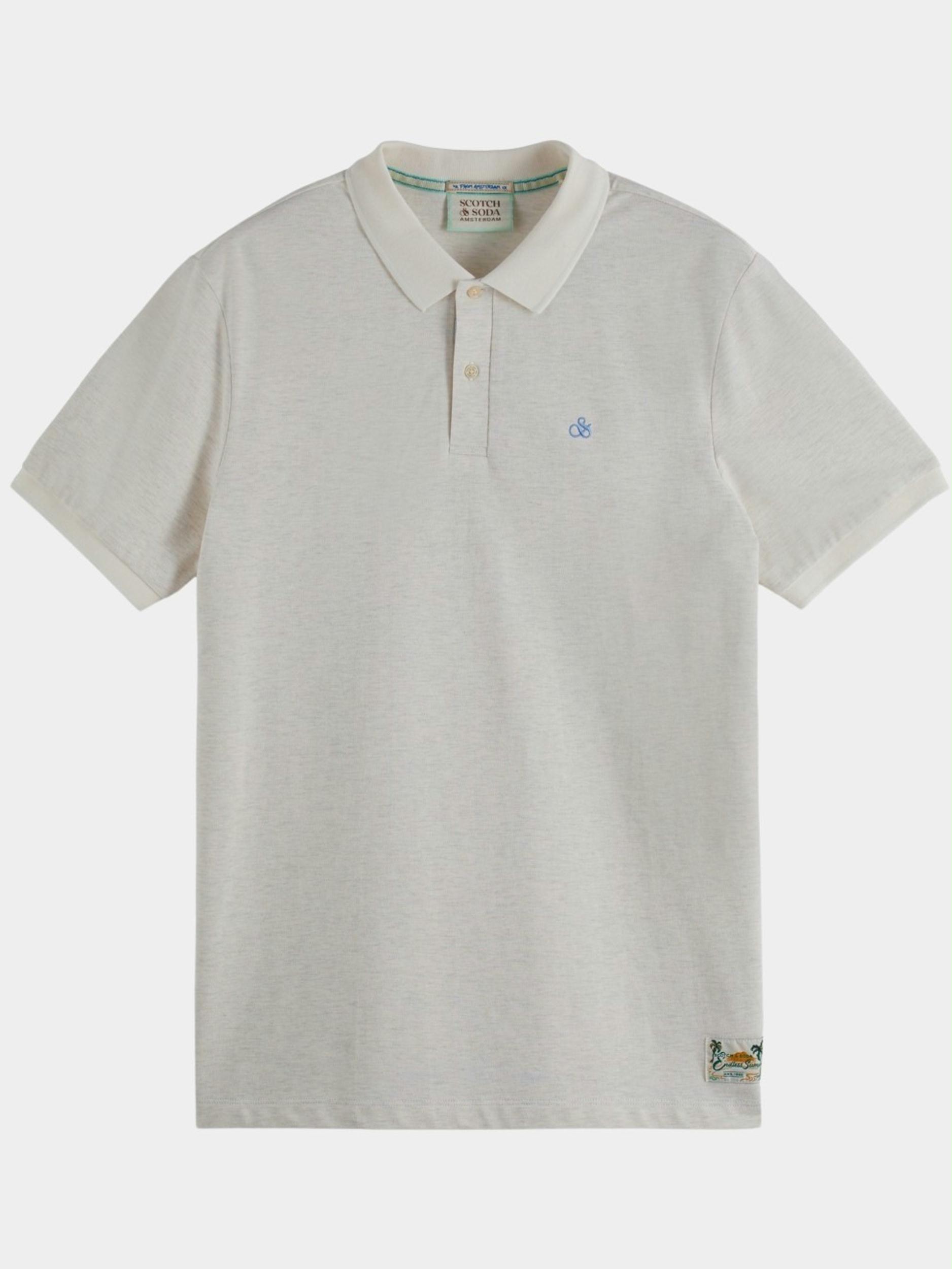 Scotch & Soda Polo korte mouw Wit Melange polo with tonal logo 171722/0694