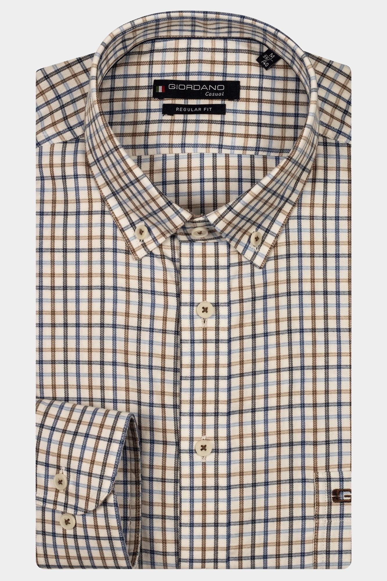 Giordano Casual hemd lange mouw Blauw Ivy, LS Button Down Colourful 427303/60