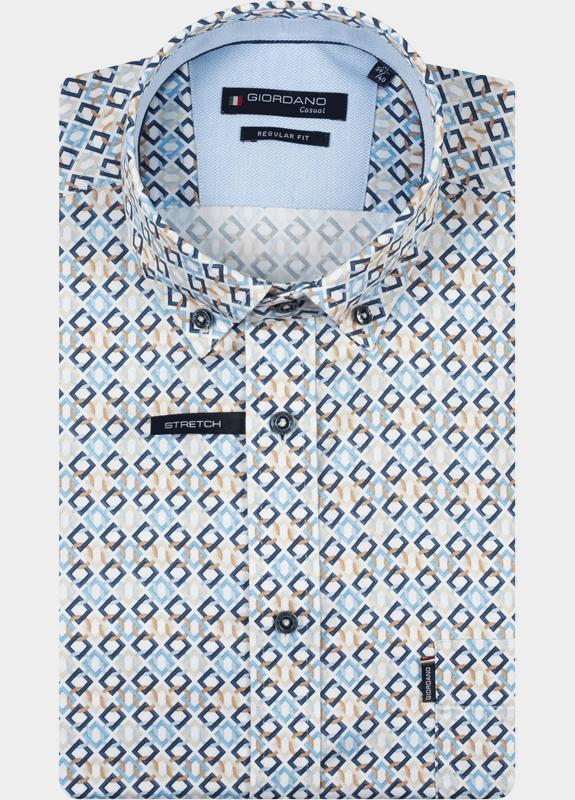 Giordano overhemd korte mouw heren Blauw League Short Sleeve Button Do 616024/60