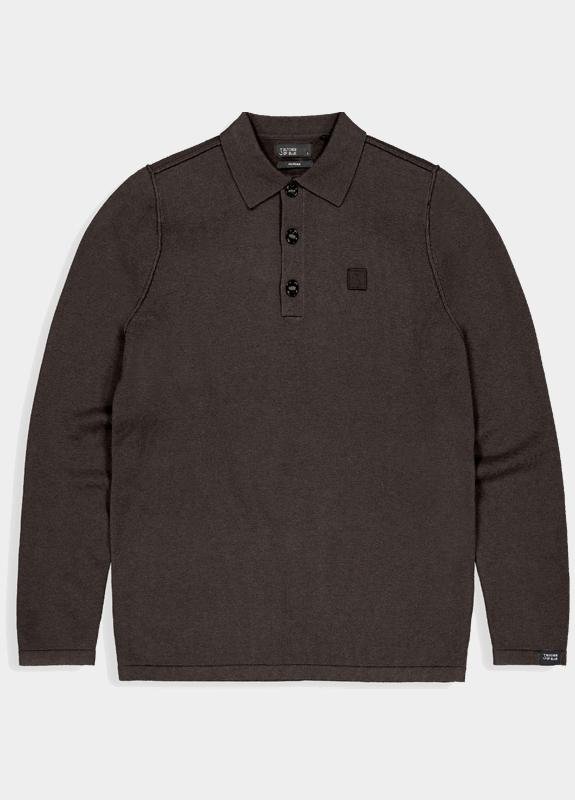 Butcher of Blue Polo lange mouw Bruin Clifden Polo M2126015/694