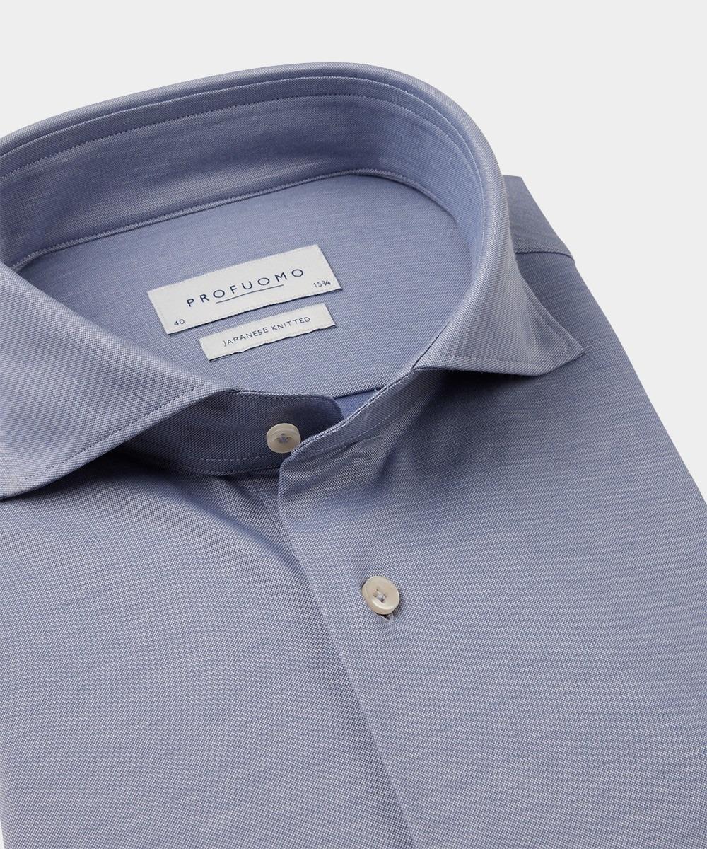 Profuomo Business hemd lange mouw Blauw Japanese knitted PPVH10047A/M