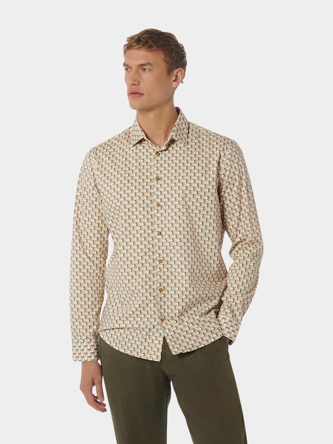 No Excess Casual hemd lange mouw Rood Shirt Stretch Allover Printed 23450209/191