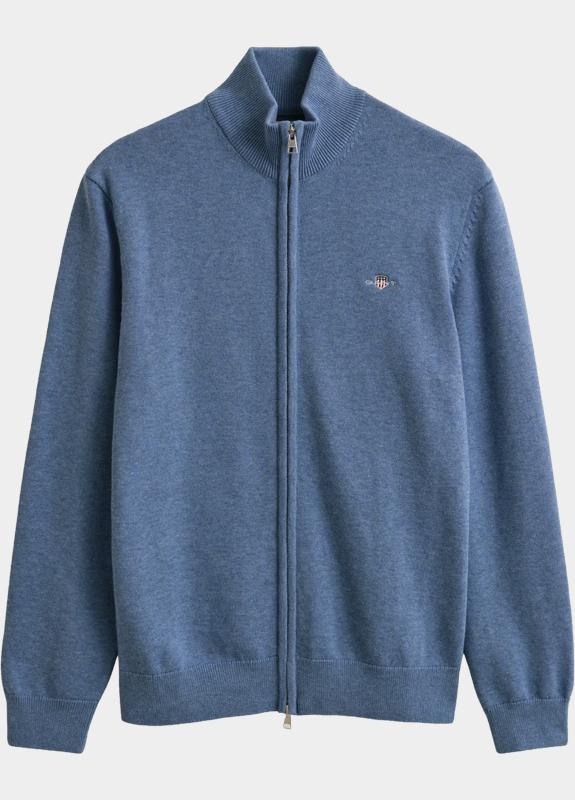 Gant Vest heren Blauw Casual vest van katoen met ri 8030164/906