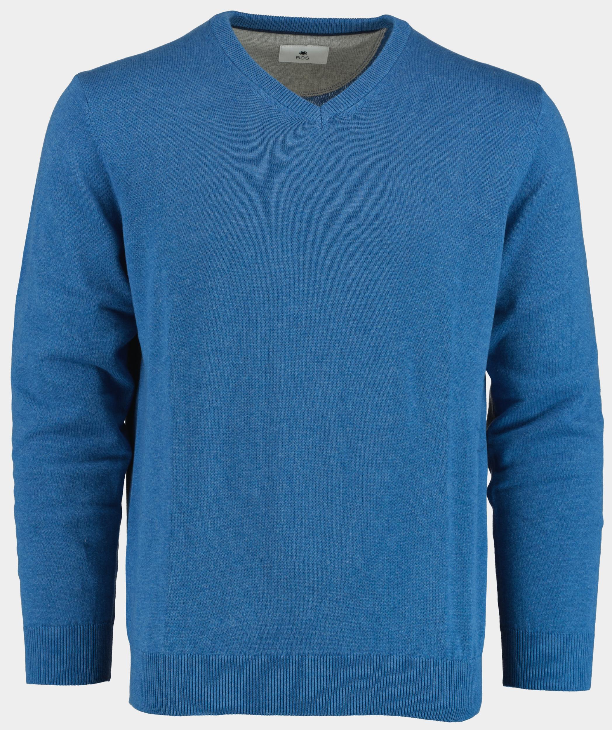 Bos Pullover Blauw Cotton Regular Fit kobalt 518100CCT-13/655