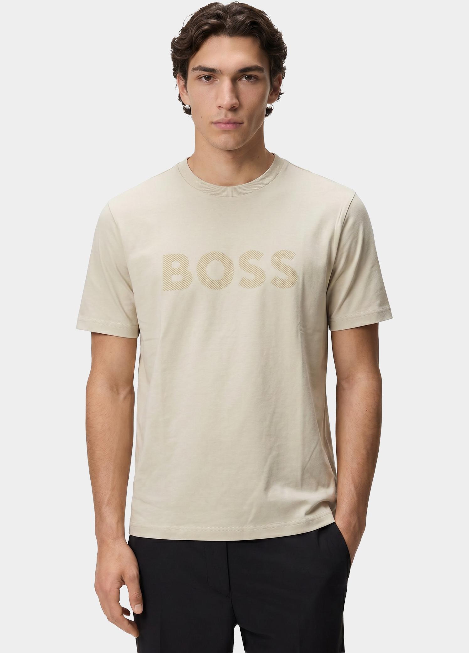BOSS Green T-shirt heren Beige TS_Iconic Logo 10273332 01 50553636/272