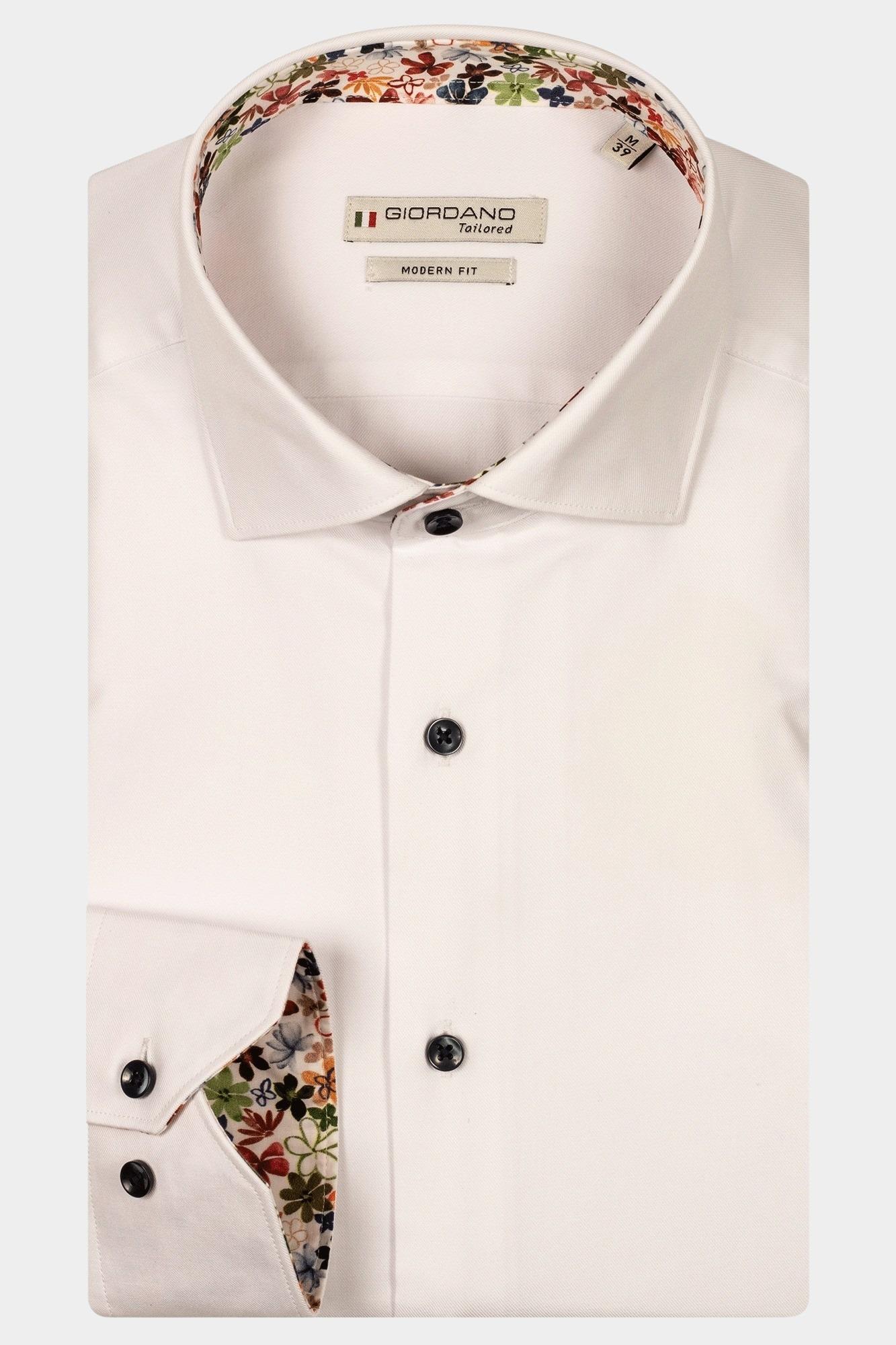 Giordano Casual hemd lange mouw Wit Maggiore long sleeve semi cut 517890/10