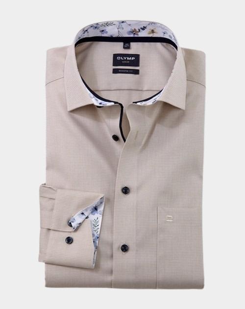 Olymp Business hemd lange mouw Beige 120674-Hemden 120674/22