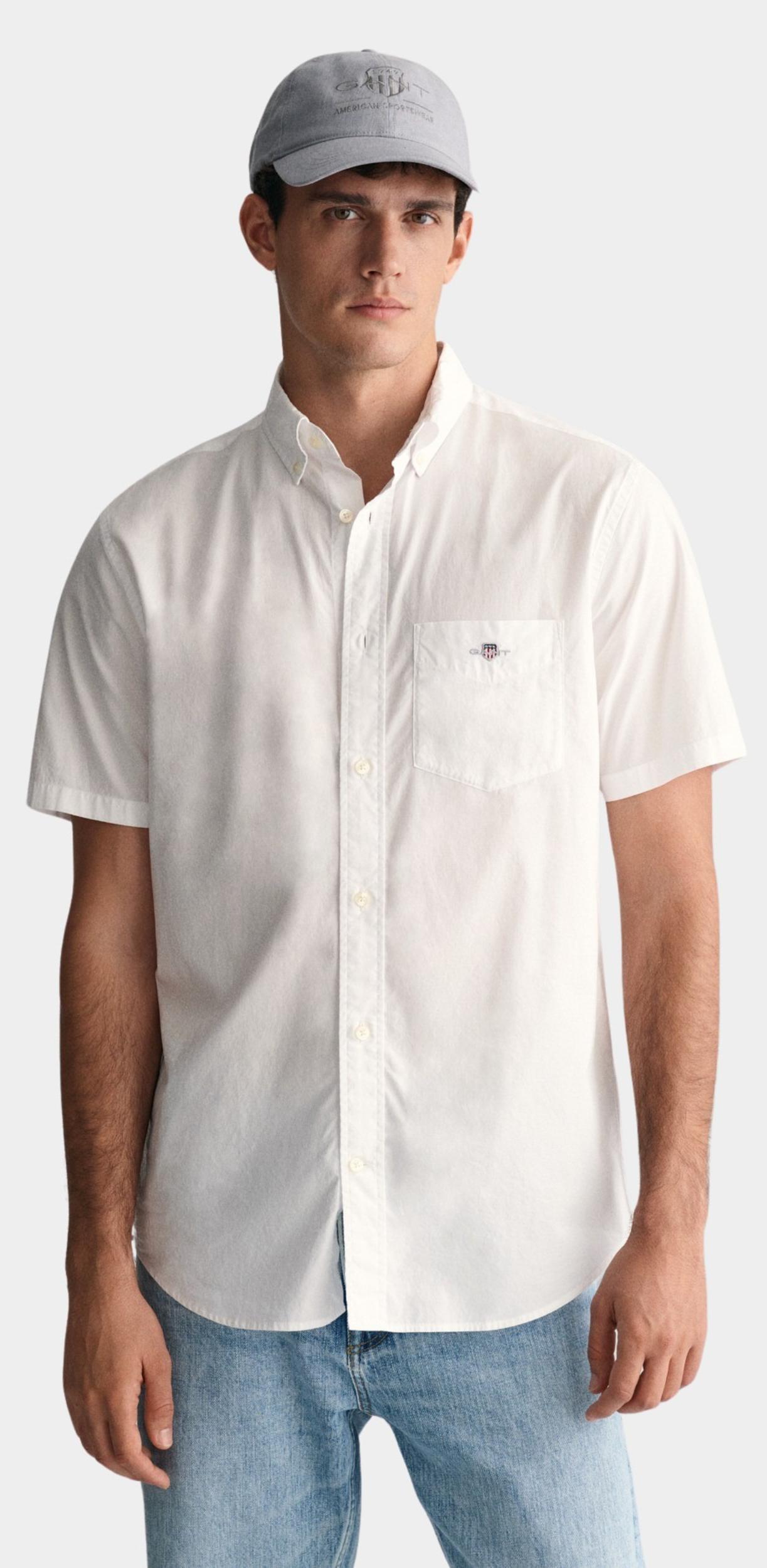 Gant Casual hemd korte mouw Wit Poplin SS Shirt 3000101/110