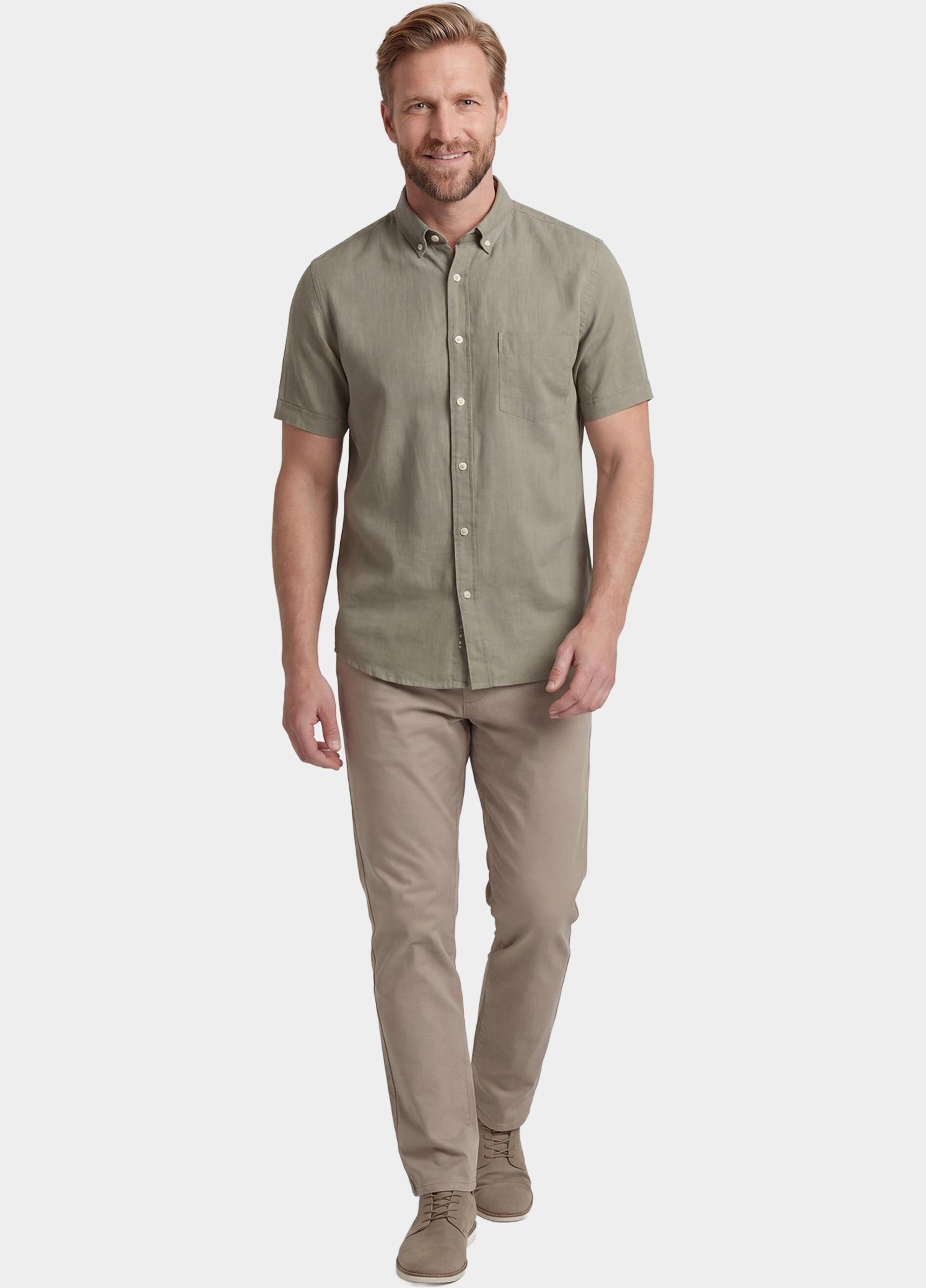 Giordano overhemd korte mouw heren Groen League Short Sleeve Button Do 616009/70