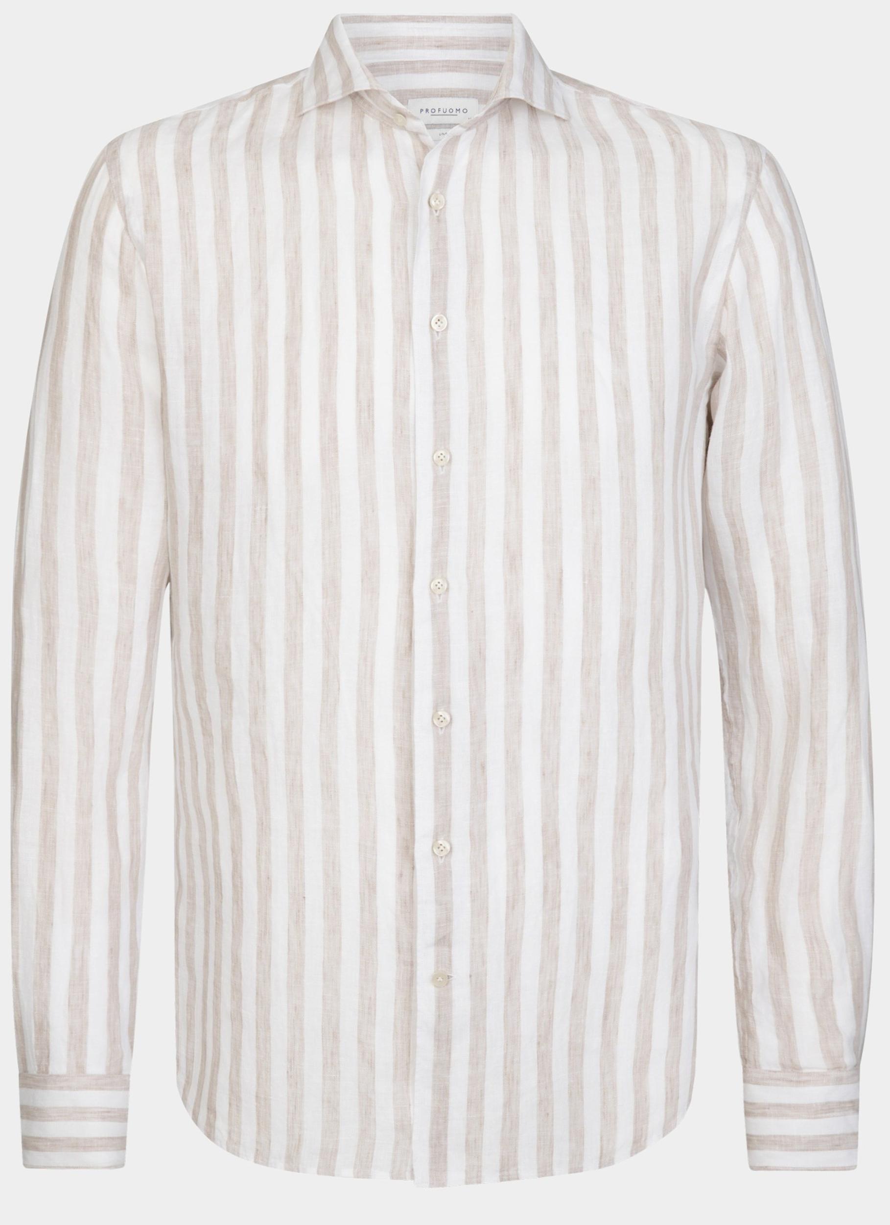 Profuomo Business hemd lange mouw Beige  PPVH10022A/F