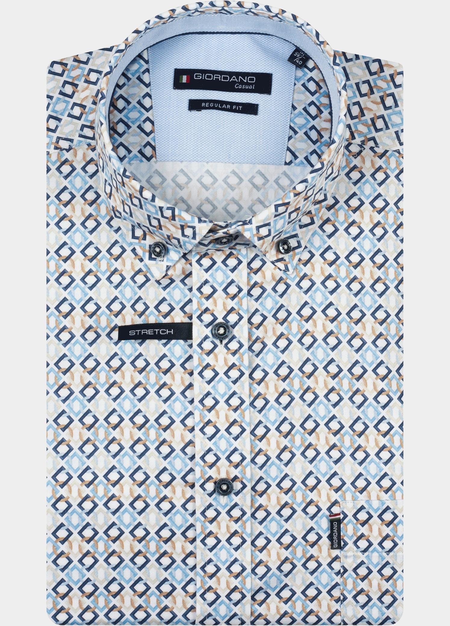 Giordano overhemd korte mouw heren Blauw League Short Sleeve Button Do 616024/60