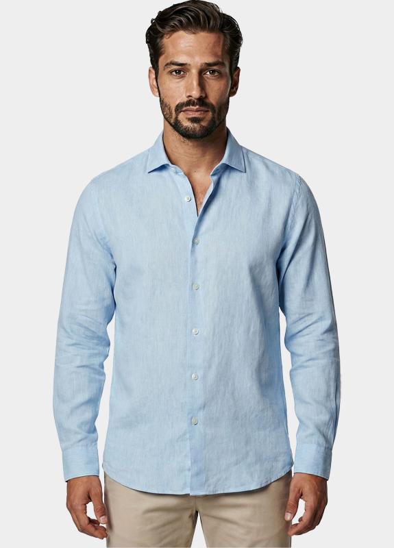 Born With Appetite Overhemd heren Blauw Avenue Li-co Ws Plain Shirt L BWA26107AV01/4003