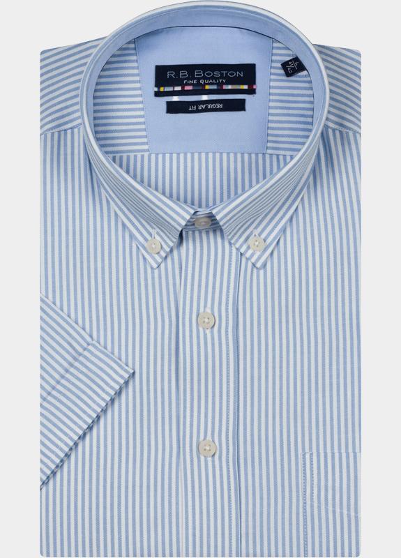R.B. Boston overhemd korte mouw heren Blauw Marshall SS Button Down 616670/68