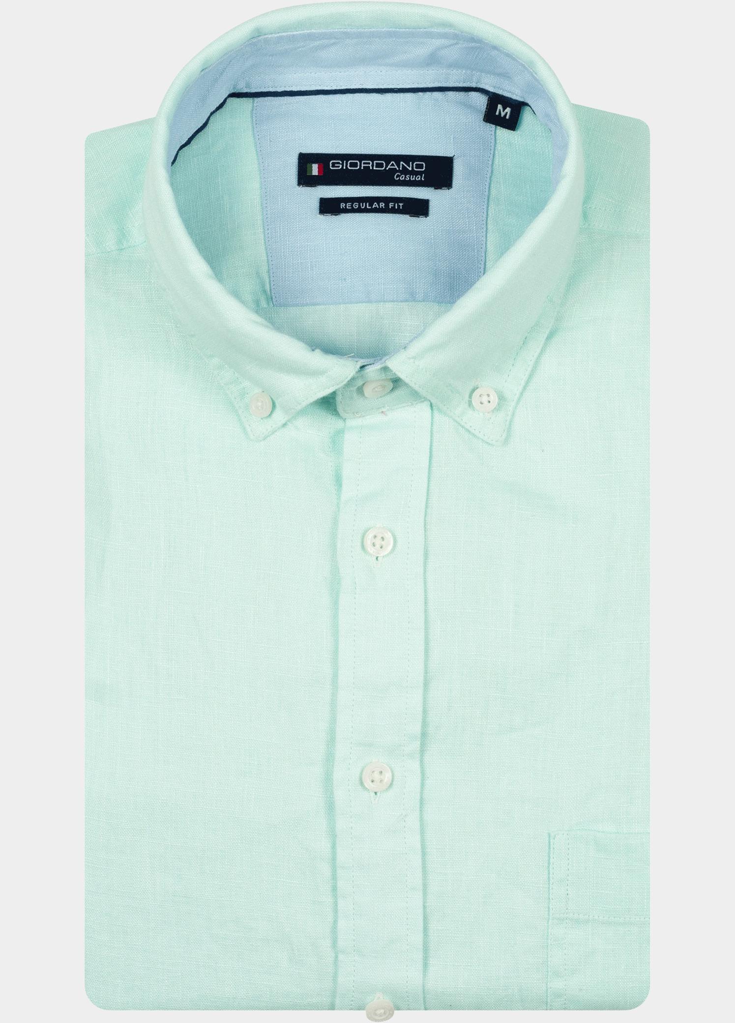 Giordano overhemd korte mouw heren Blauw League Short Sleeve Button Do 616009/65