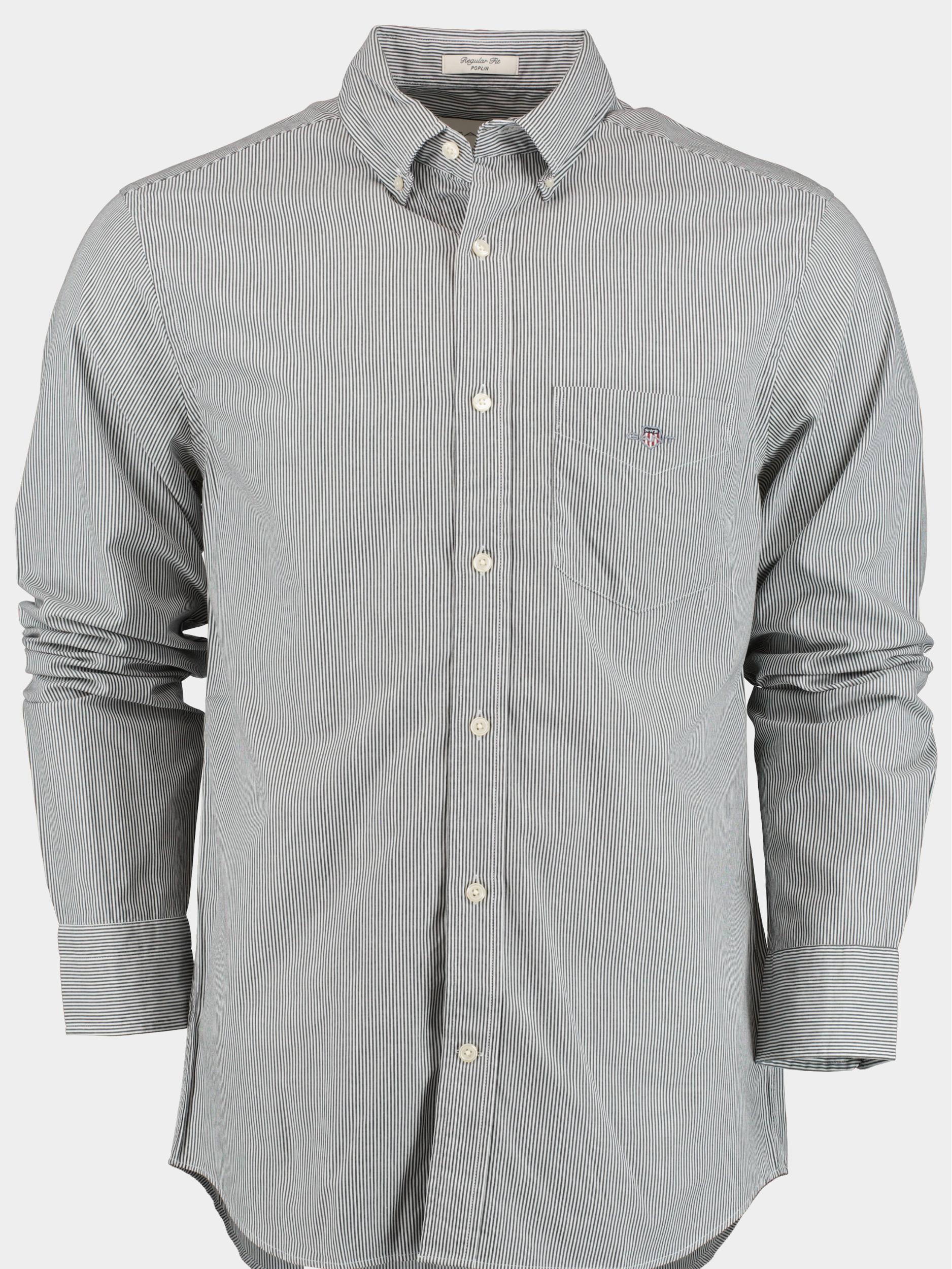 Gant Casual hemd lange mouw Zwart Reg Poplin Banker BD 3000140/5