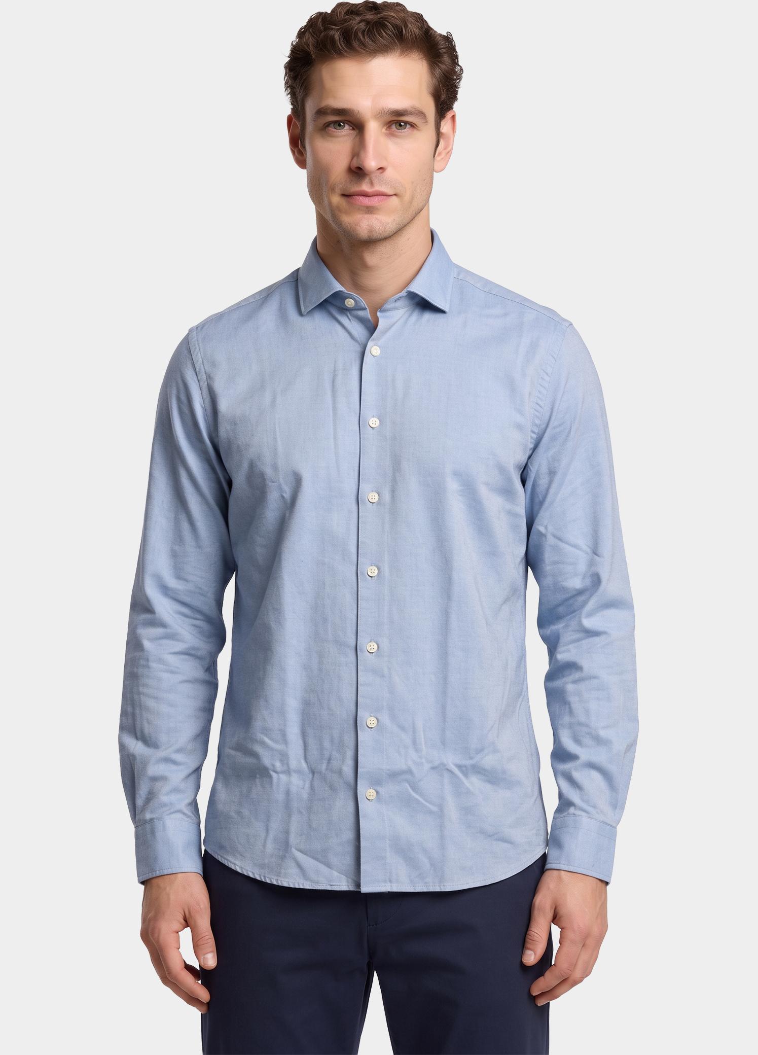 Born With Appetite Overhemd heren Blauw Wyatt Fake Indigo Shirt Ws Ls BWA26307WY16/4020