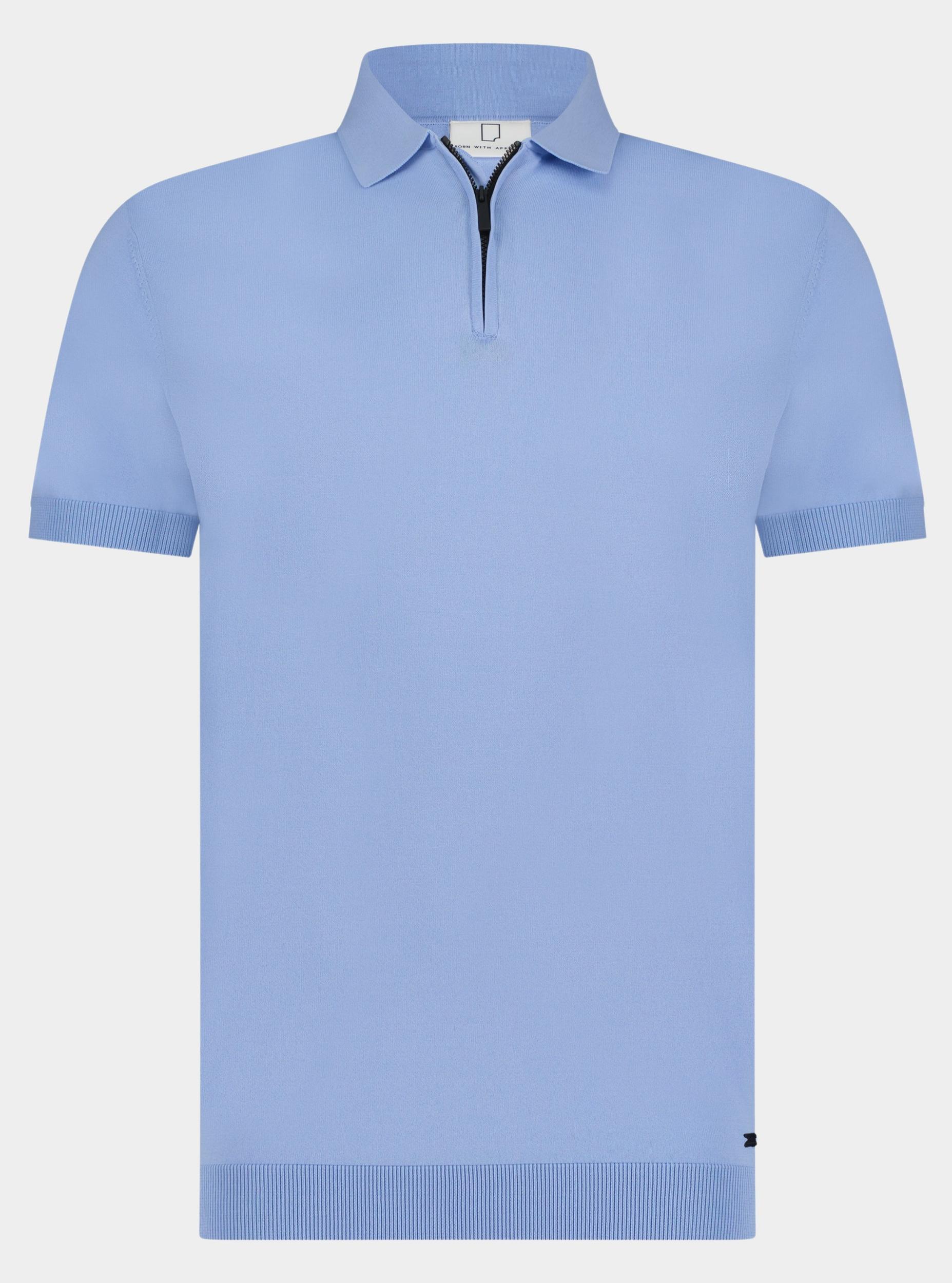 Born With Appetite Polo korte mouw Blauw DAN polo zip stretch knit 24108DA31/210 l.blue