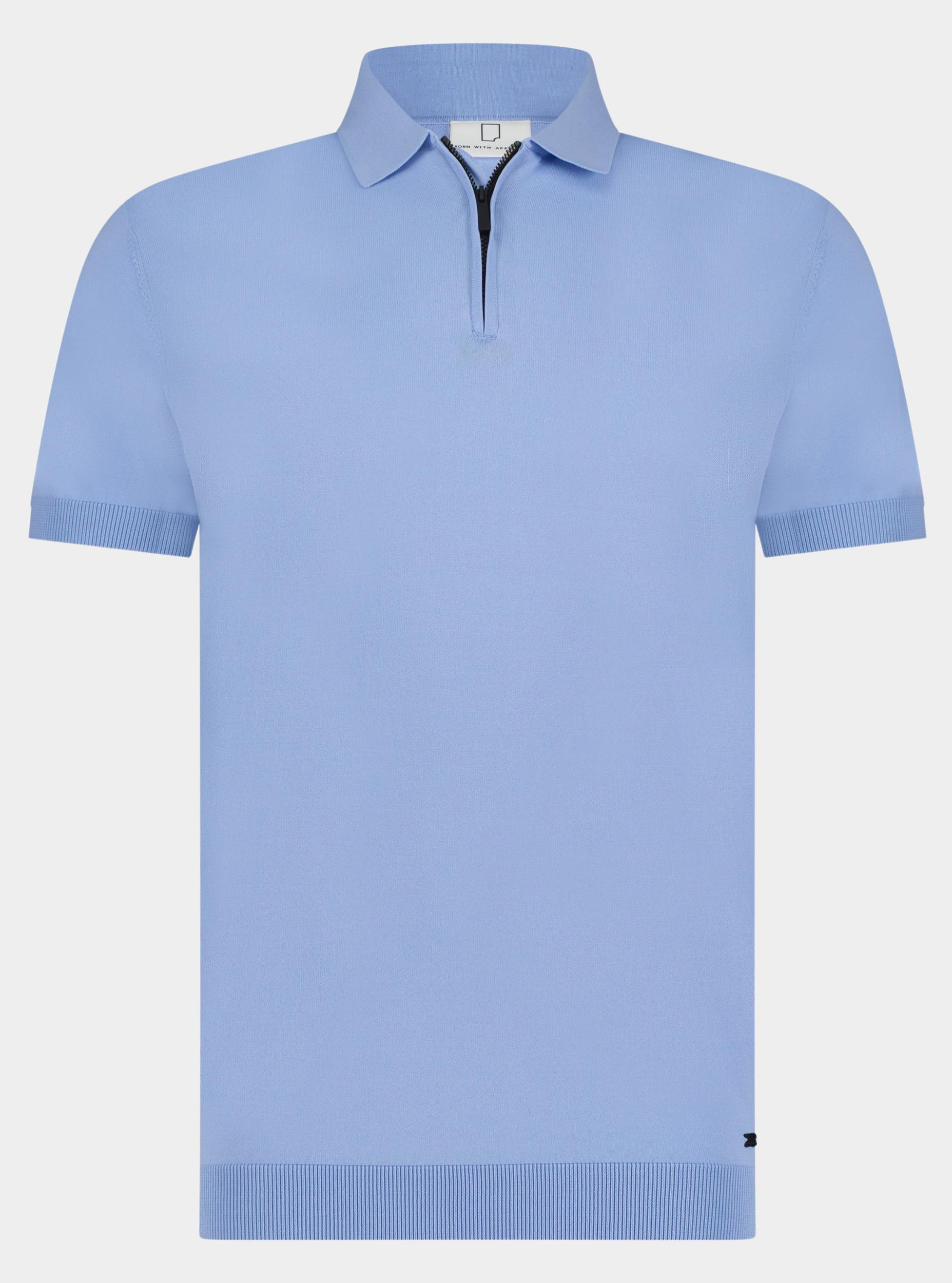 Born With Appetite Polo korte mouw Blauw DAN polo zip stretch knit 24108DA31/210 l.blue