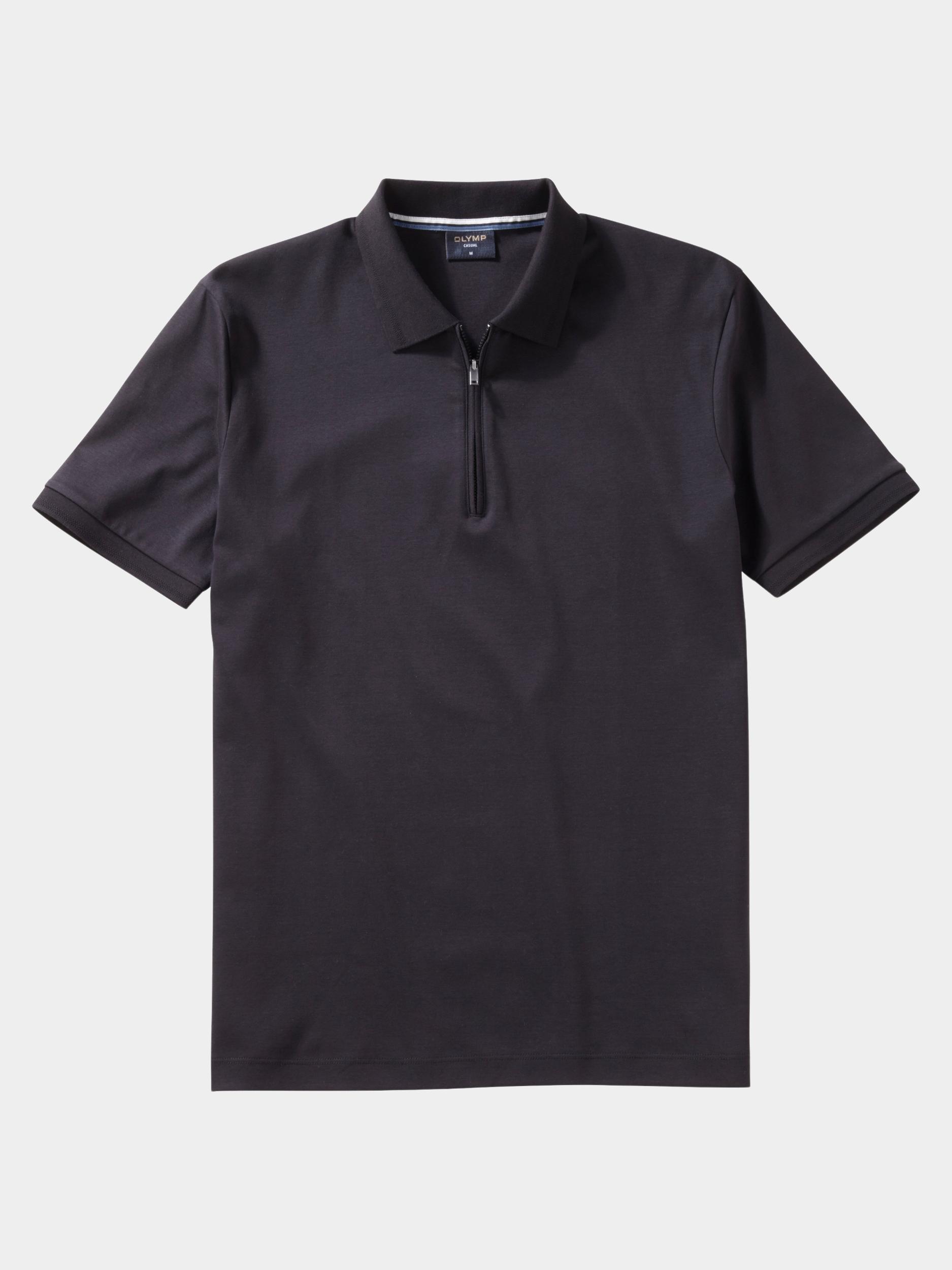 Olymp Polo korte mouw Zwart Interlock Zip Polo 540362/68