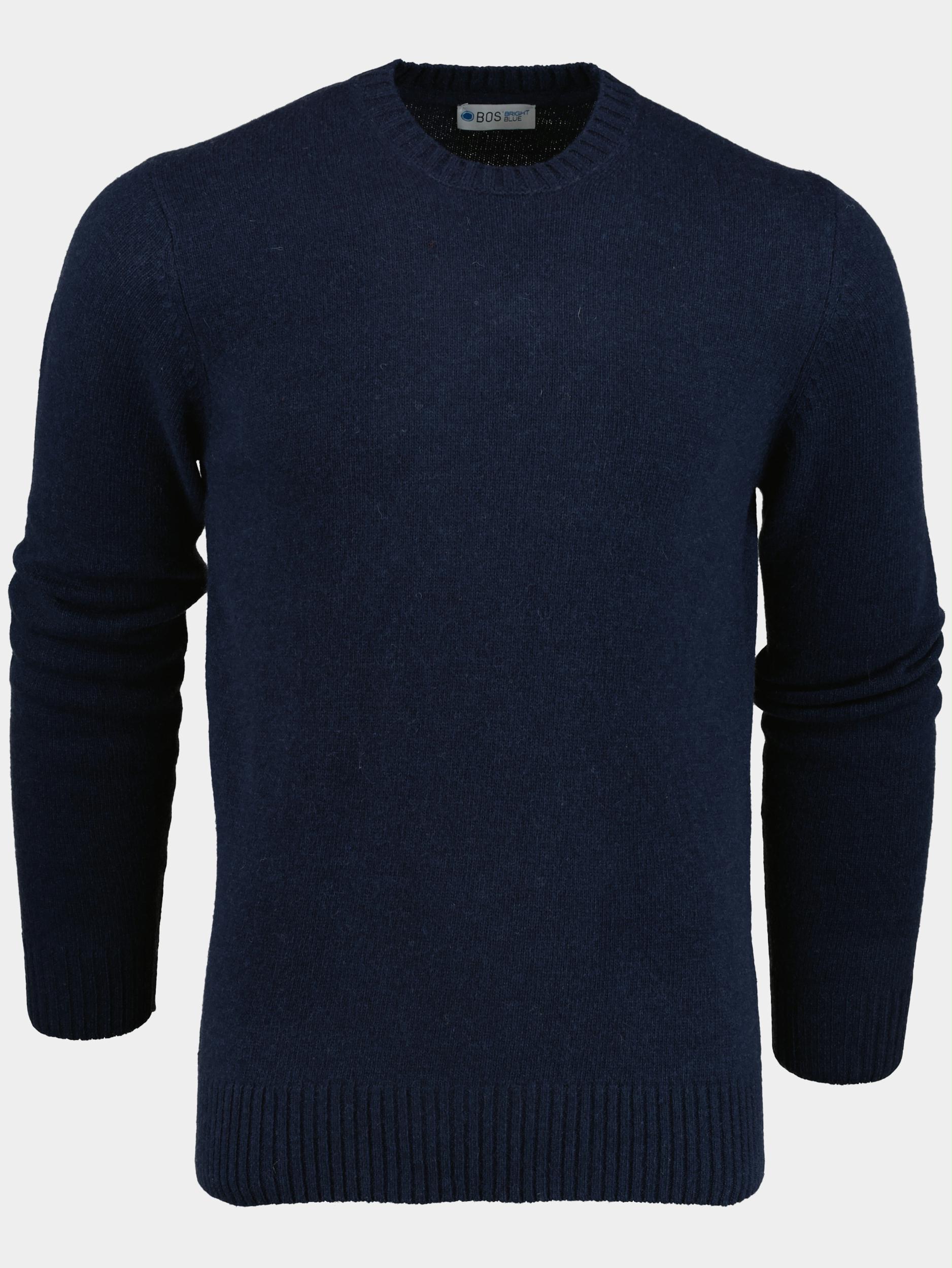 Bos Bright Blue Pullover Blauw Paricollo Ronde Hals Lamswol 6107222/303 Inchiostro
