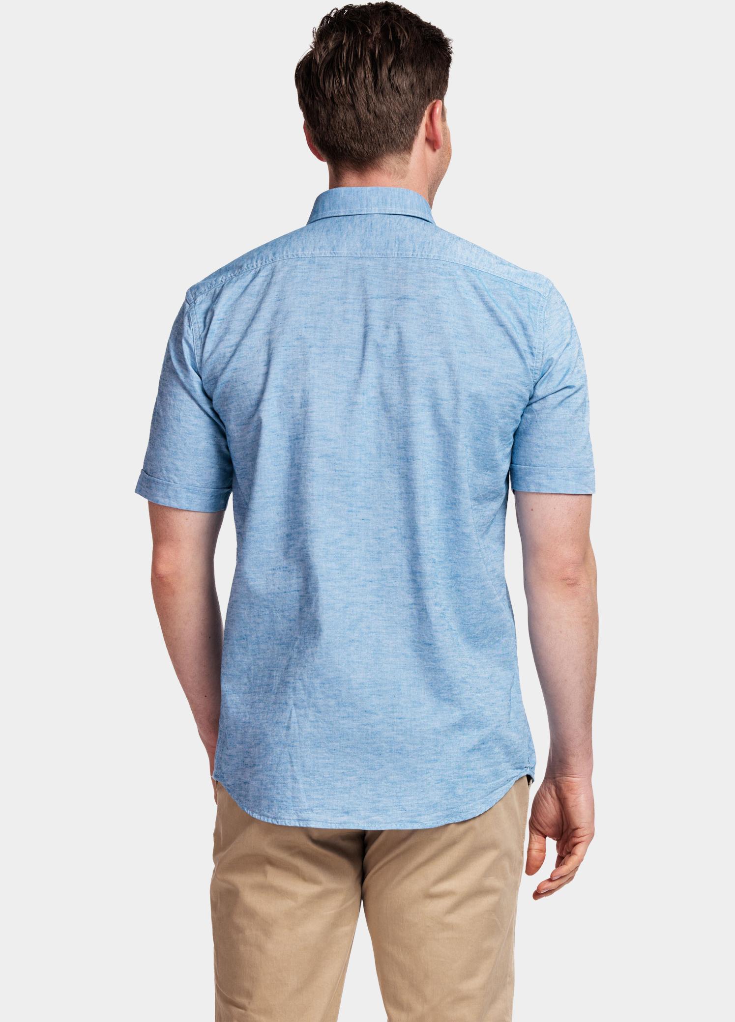 Giordano overhemd korte mouw heren Blauw League, SS Button Down Solid 416001/63