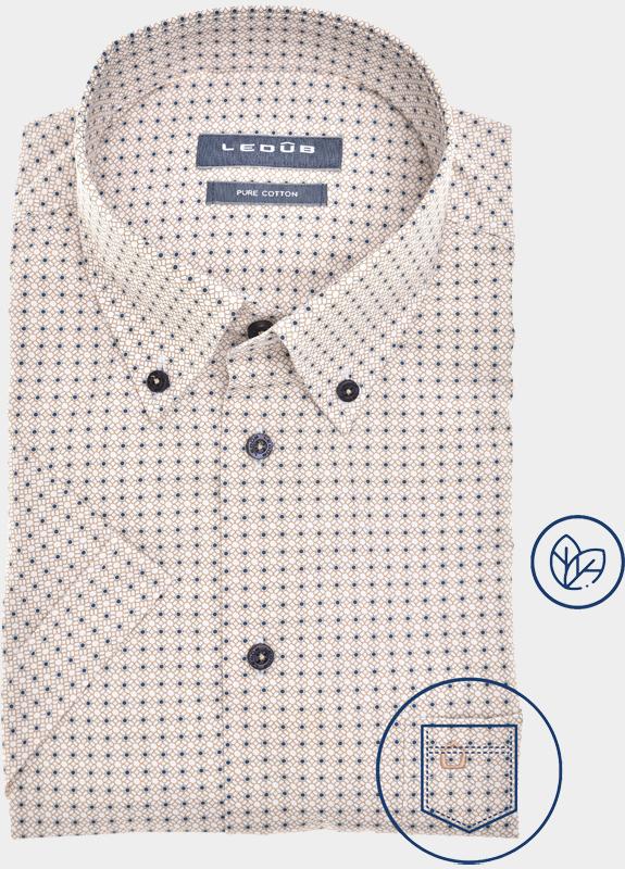 Ledub Business hemd korte mouw Bruin  0701927/630-000-000
