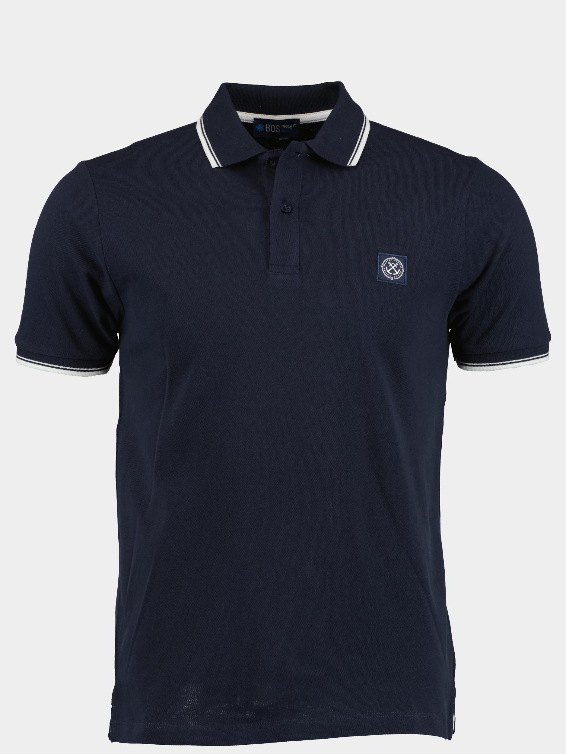 Bos Bright Blue Polo korte mouw Blauw Polo borst patch 7790423/220