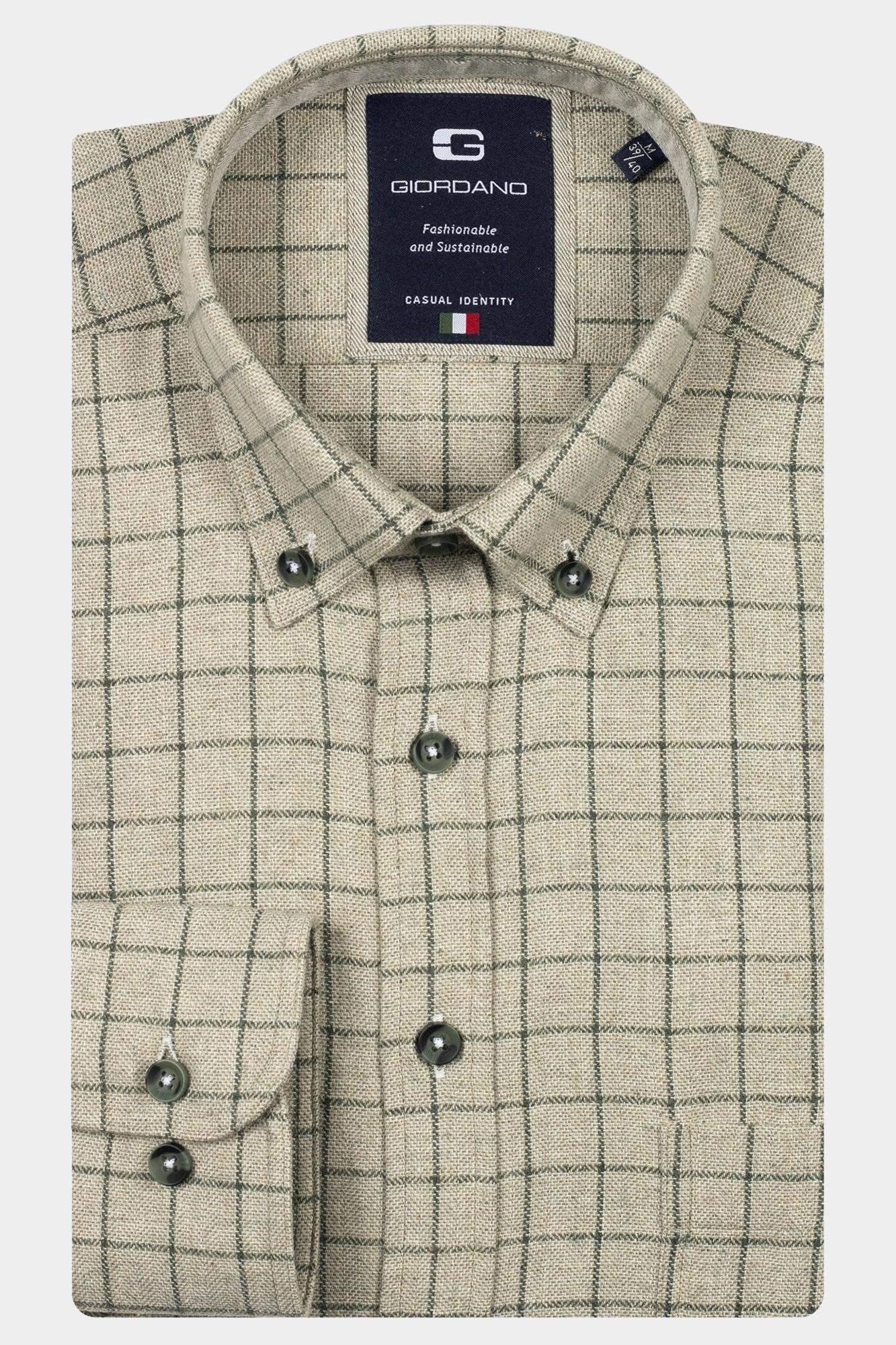 Giordano Casual hemd lange mouw Groen Brando long sleeve button dow 527302/70