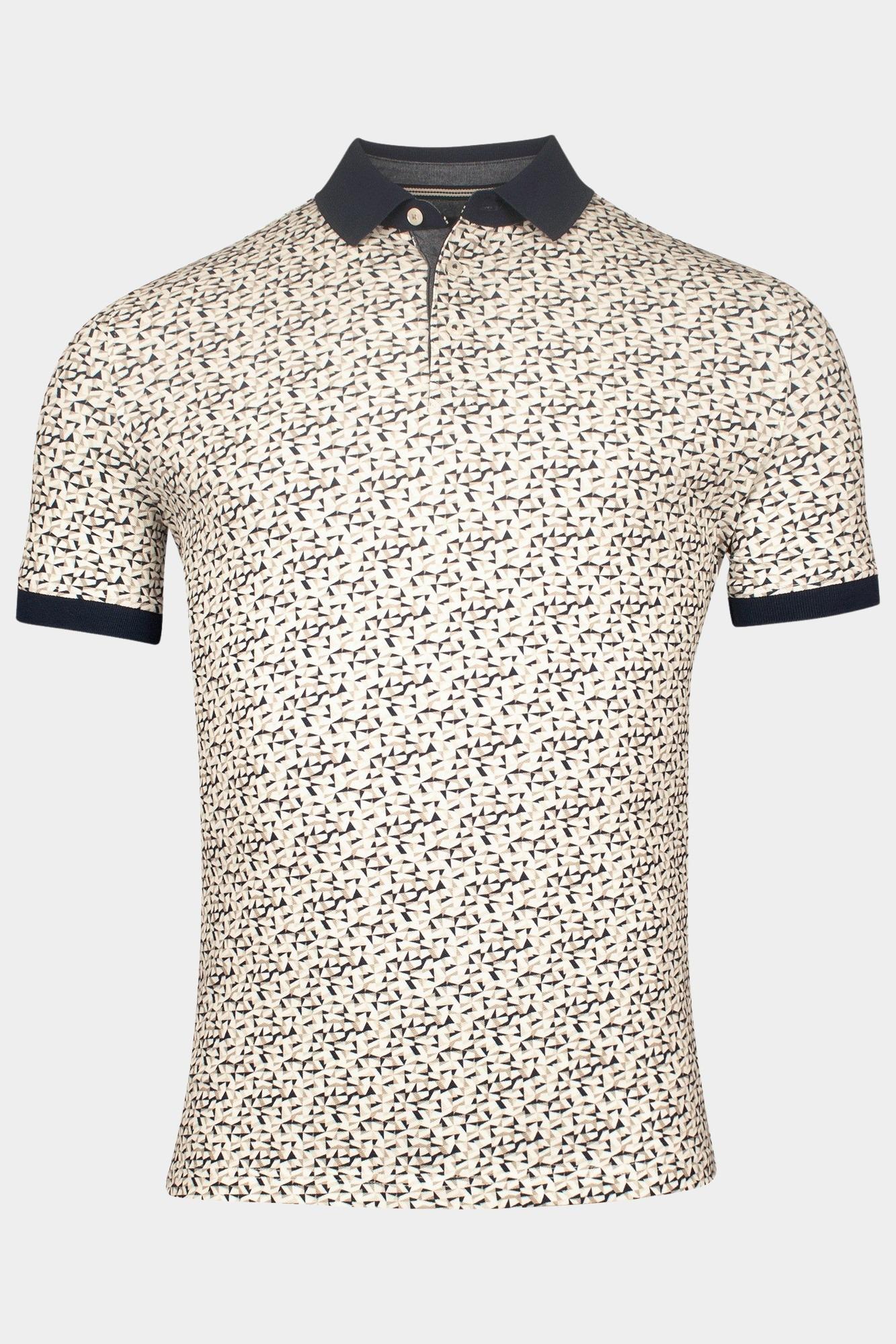 Baileys Polo korte mouw Beige Poloshirt Pique with all over 515230/82