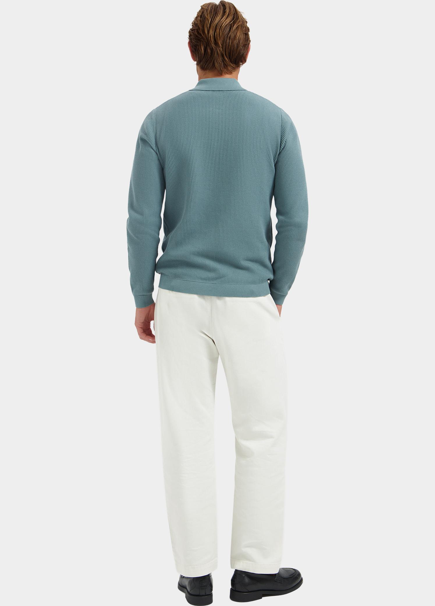 Dstrezzed Polo lange mouwen heren Blauw Kostas Zip 406054/617