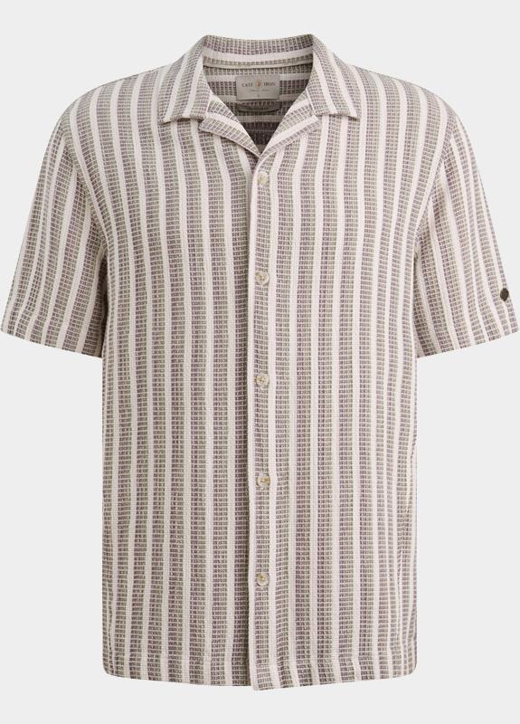 Cast Iron Casual hemd korte mouw Beige Short Sleeve Shirt Stripe new CSIS2605282/7014
