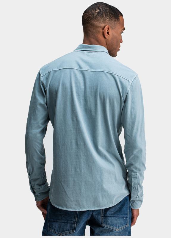 Butcher of Blue Casual hemd lange mouw Blauw Aidan Peached Jersey Shirt M2524035/823