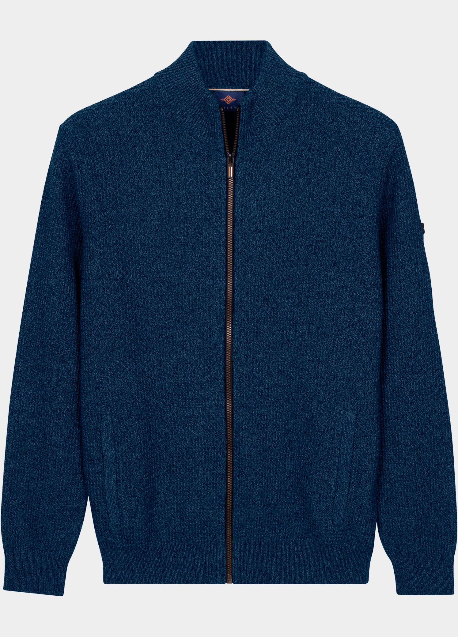 Baileys Vest heren Blauw Cardigan Zip  all-over Twiste 622047/645