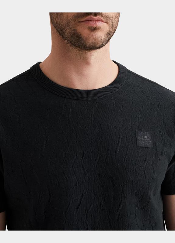 PME Legend T-shirt korte mouw Blauw Short sleeve r-neck jacquard PTSS2604564/5282