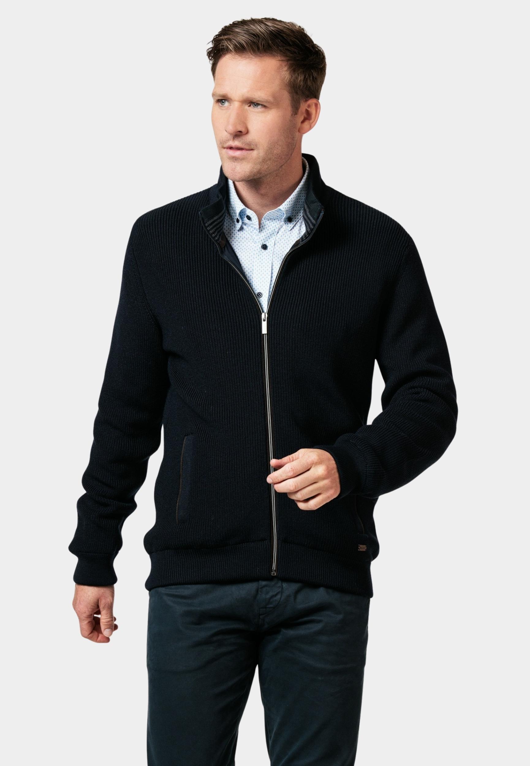 Baileys Vest Blauw Cardigan Zip  10gg structure 322133/60