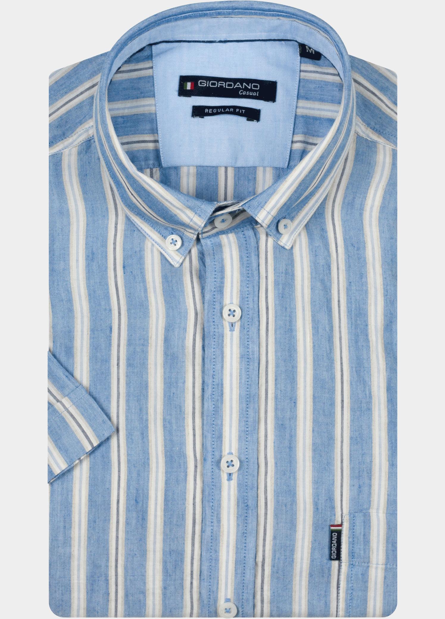 Giordano overhemd korte mouw heren Blauw League Short Sleeve Button Do 616118/61