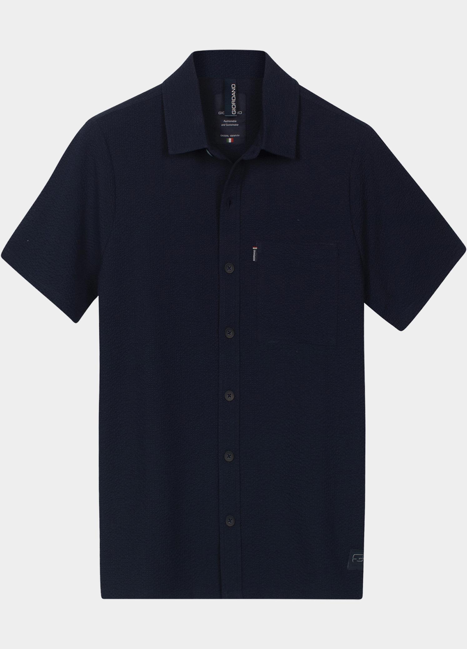 Giordano overhemd korte mouw heren Blauw Puglia Short Sleeve Shirt Tec 616005/60