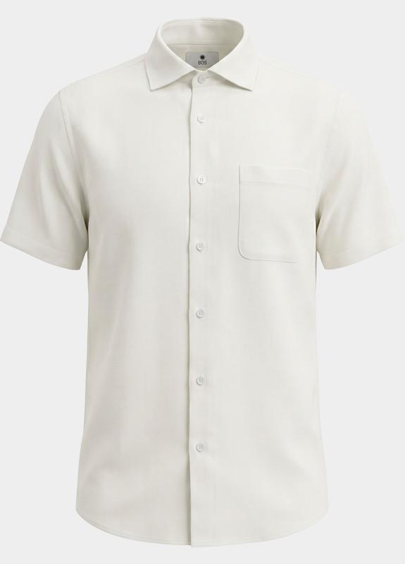 Bos Casual hemd korte mouw Wit Linnen Shirt 5700.426/100