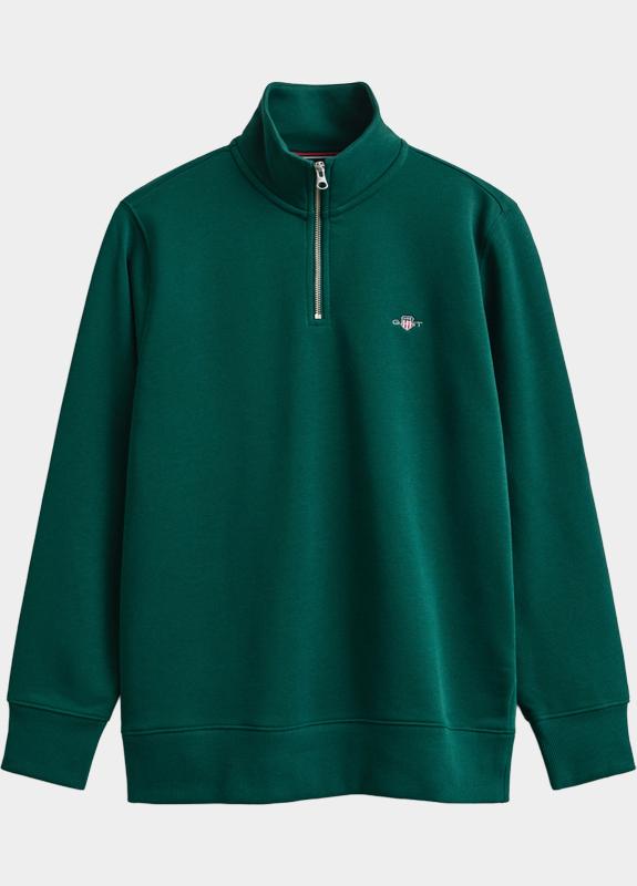 Gant half zip sweater heren Groen Shield sweatshirt met korte r 2008005/373