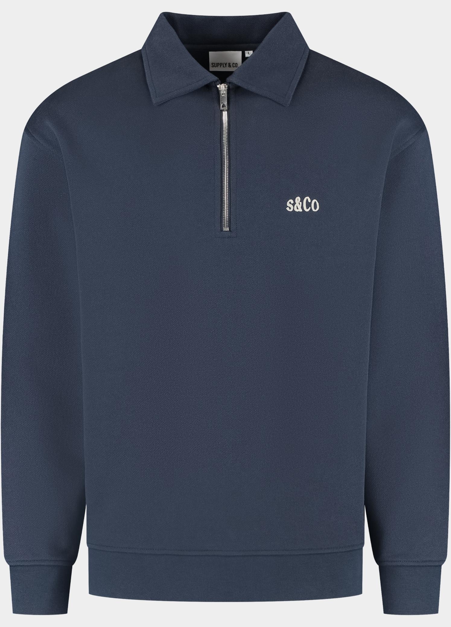 Supply & Co. half zip sweater heren Blauw Aarav Halfzip Sweat SCO26312AA07/4001