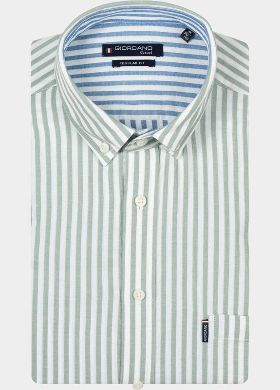 Giordano overhemd korte mouw heren Groen Alfa Short Sleeve Button Down 616130/72