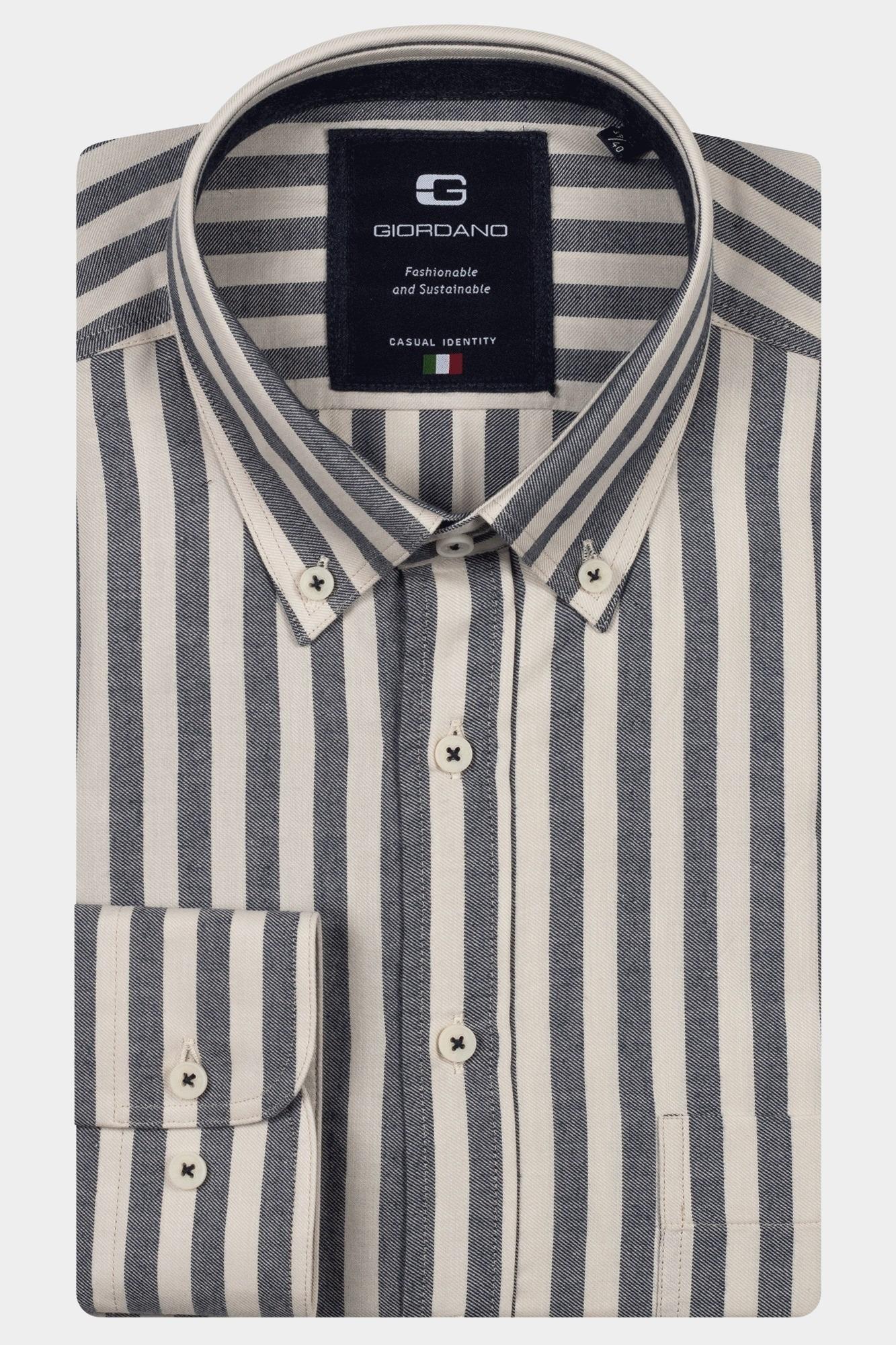 Giordano Casual hemd lange mouw Blauw Brando long sleeve button dow 527101/60