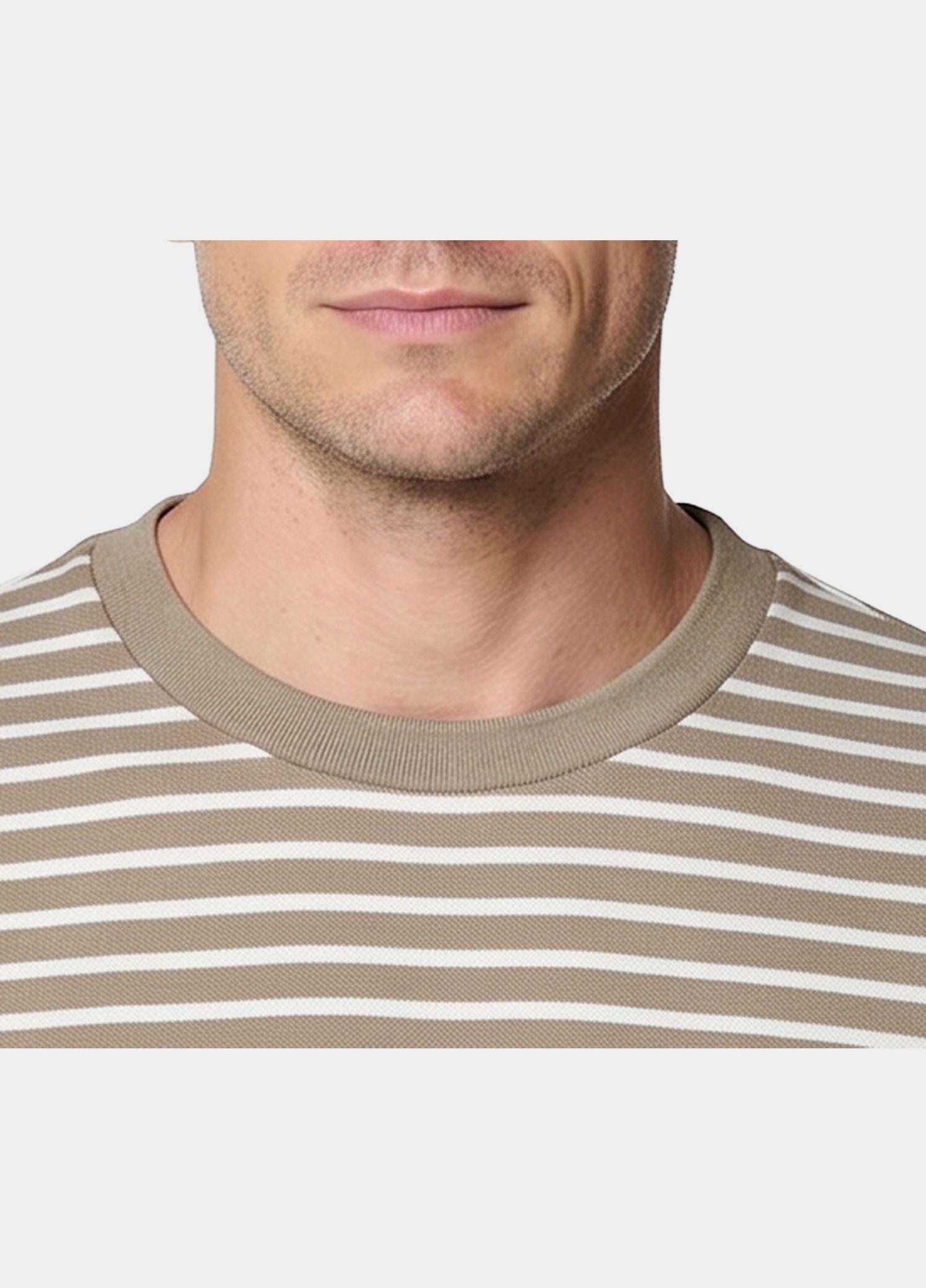 Scotland Blue T-shirt korte mouw Bruin Isaac Stripe T-shirt Pique 25108IS18/830 camel