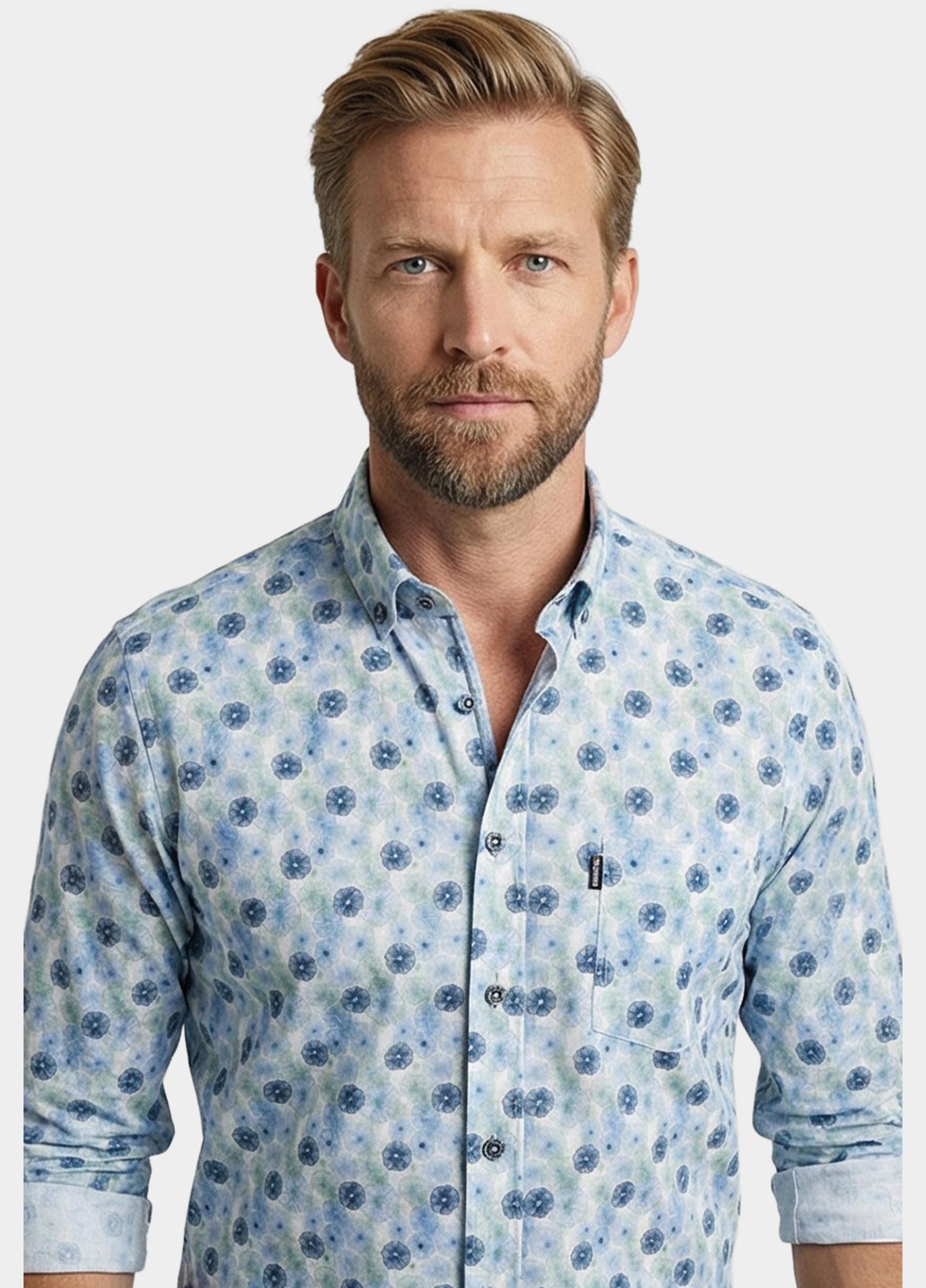 Giordano overhemd korte mouw heren Groen League short sleeve button do 616018/70