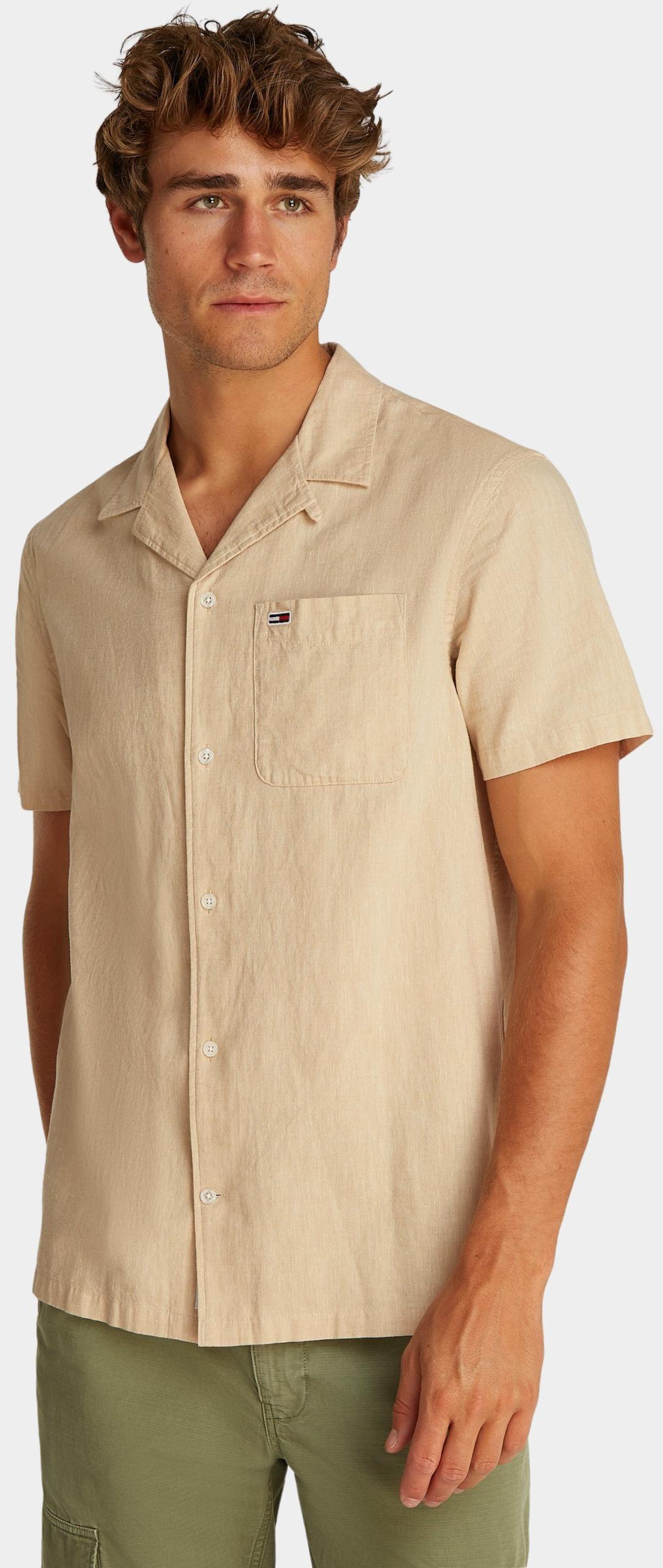 Tommy Jeans Casual hemd korte mouw Beige TJM LINEN BLEND CAMP SS EXT DM0DM20895/ACG