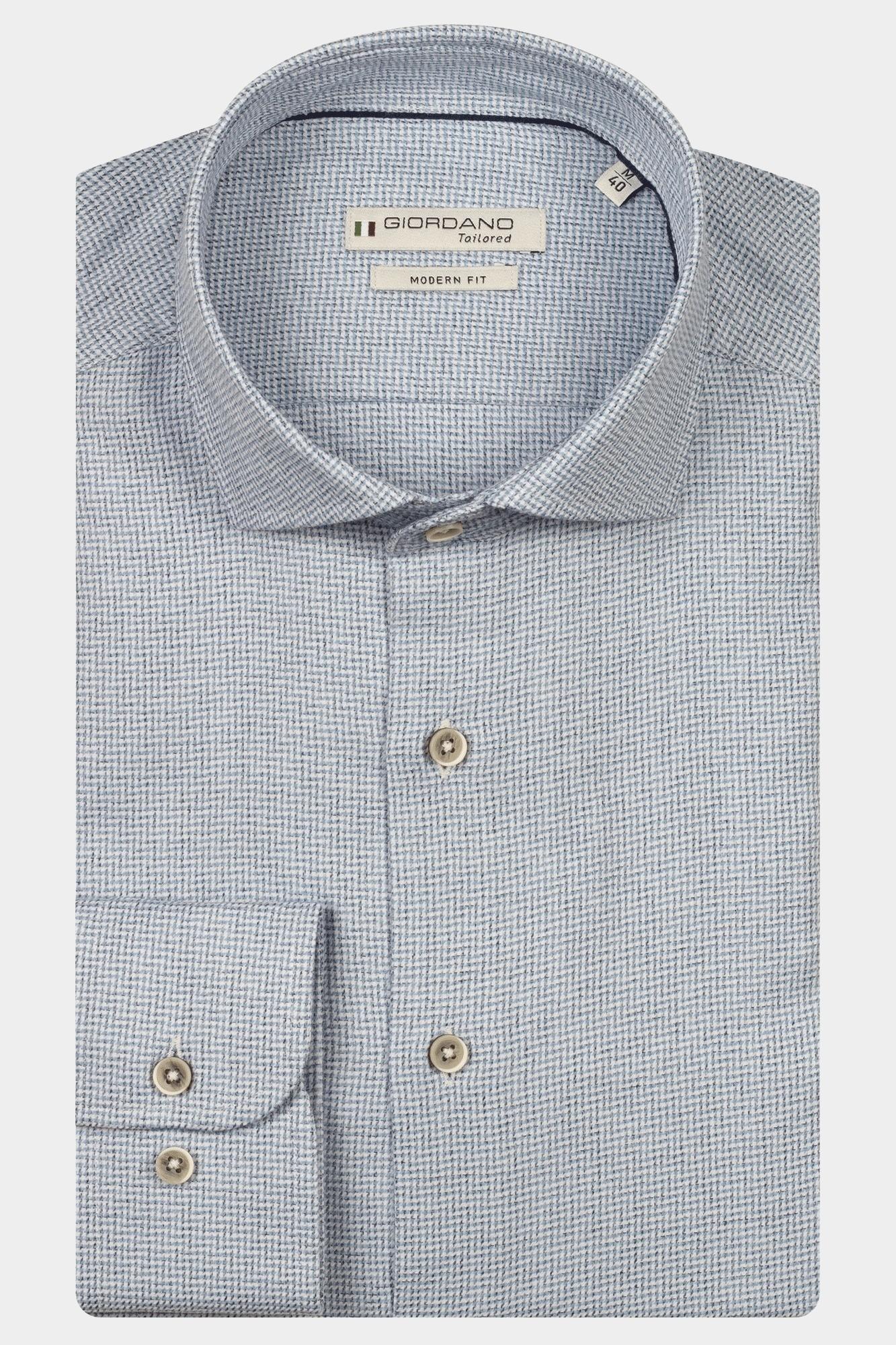 Giordano Casual hemd lange mouw Blauw Row long sleeve cutaway soft 527861/61