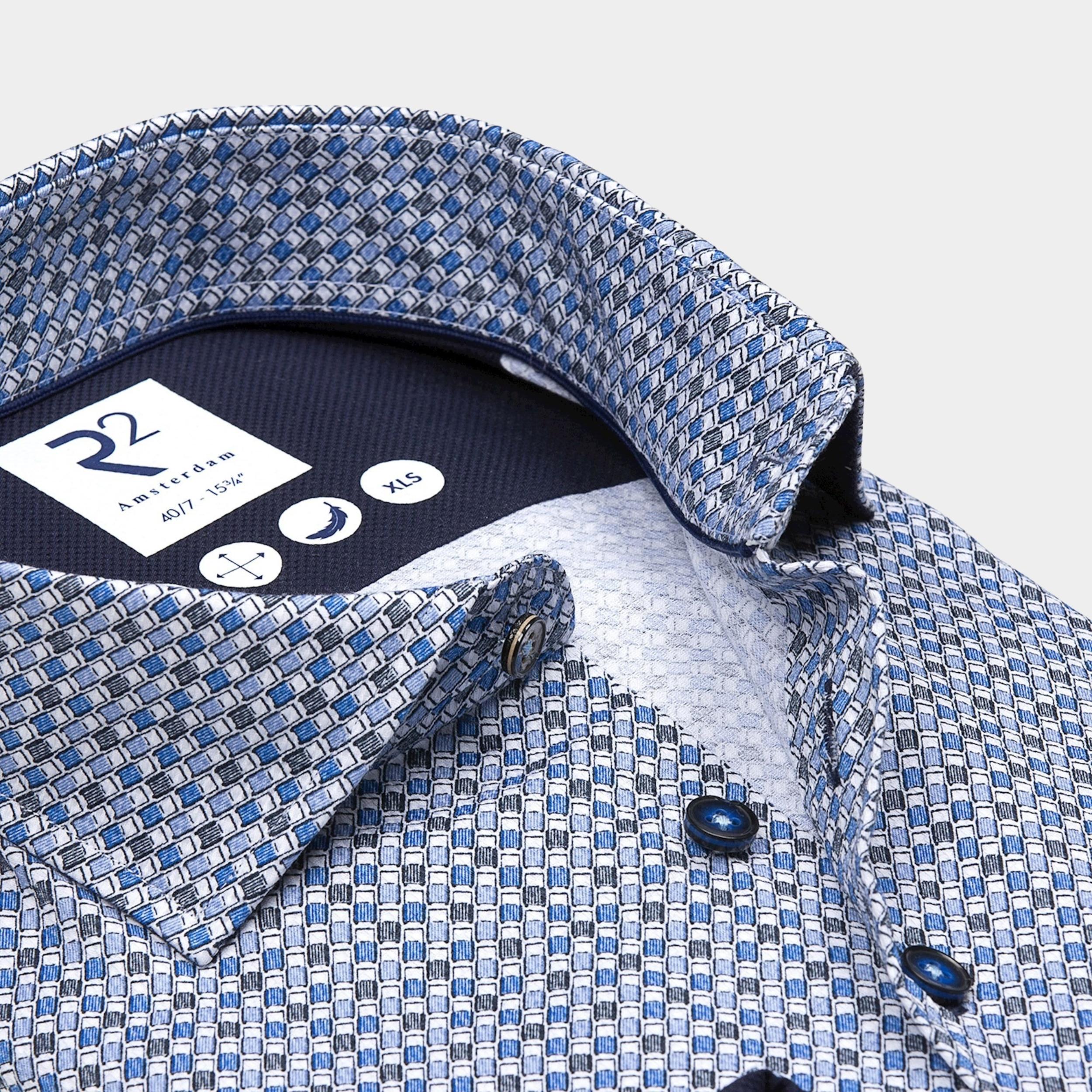R2 Amsterdam Overhemd extra lange mouw Blauw Widespread XLS 122.WSP.XLS.045/014