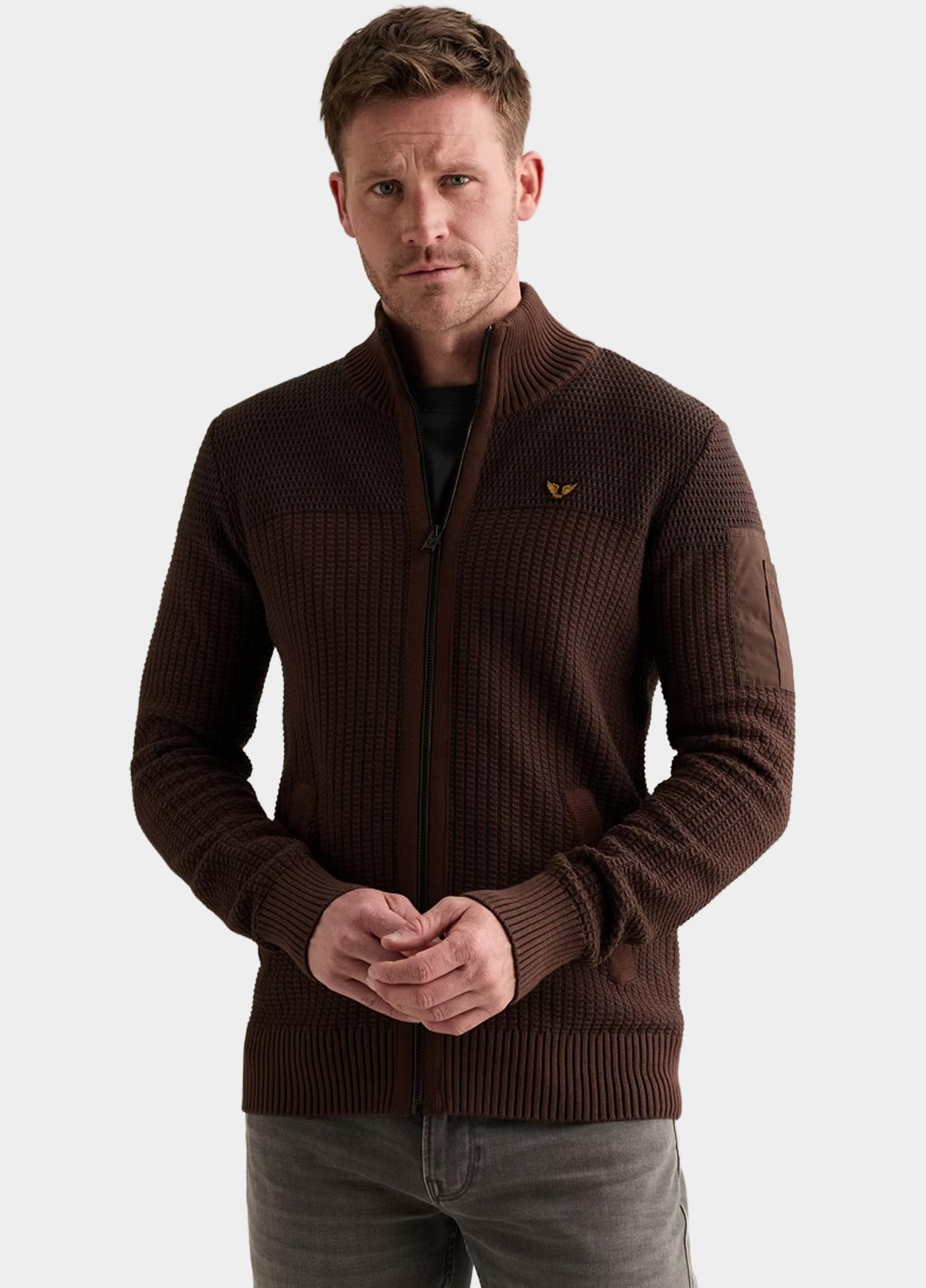 PME Legend Vest heren Bruin Zip jacket cotton structure PKC2609356/8168
