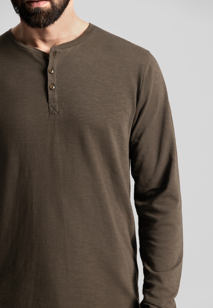 Dstrezzed T-shirt lange mouw Groen DS_Newman Henley 220034/536