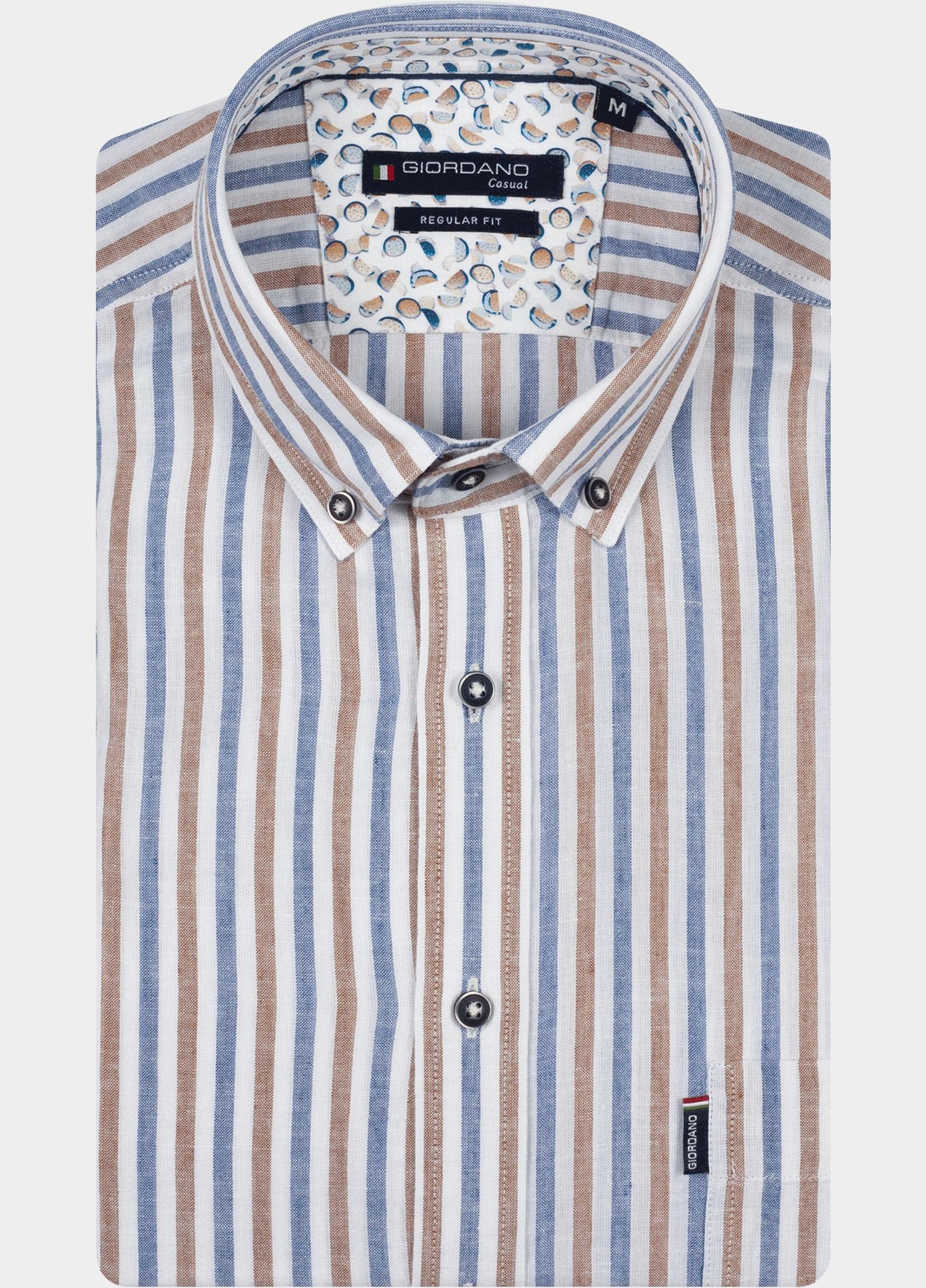 Giordano overhemd korte mouw heren Bruin League Short Sleeve Button Do 616114/80